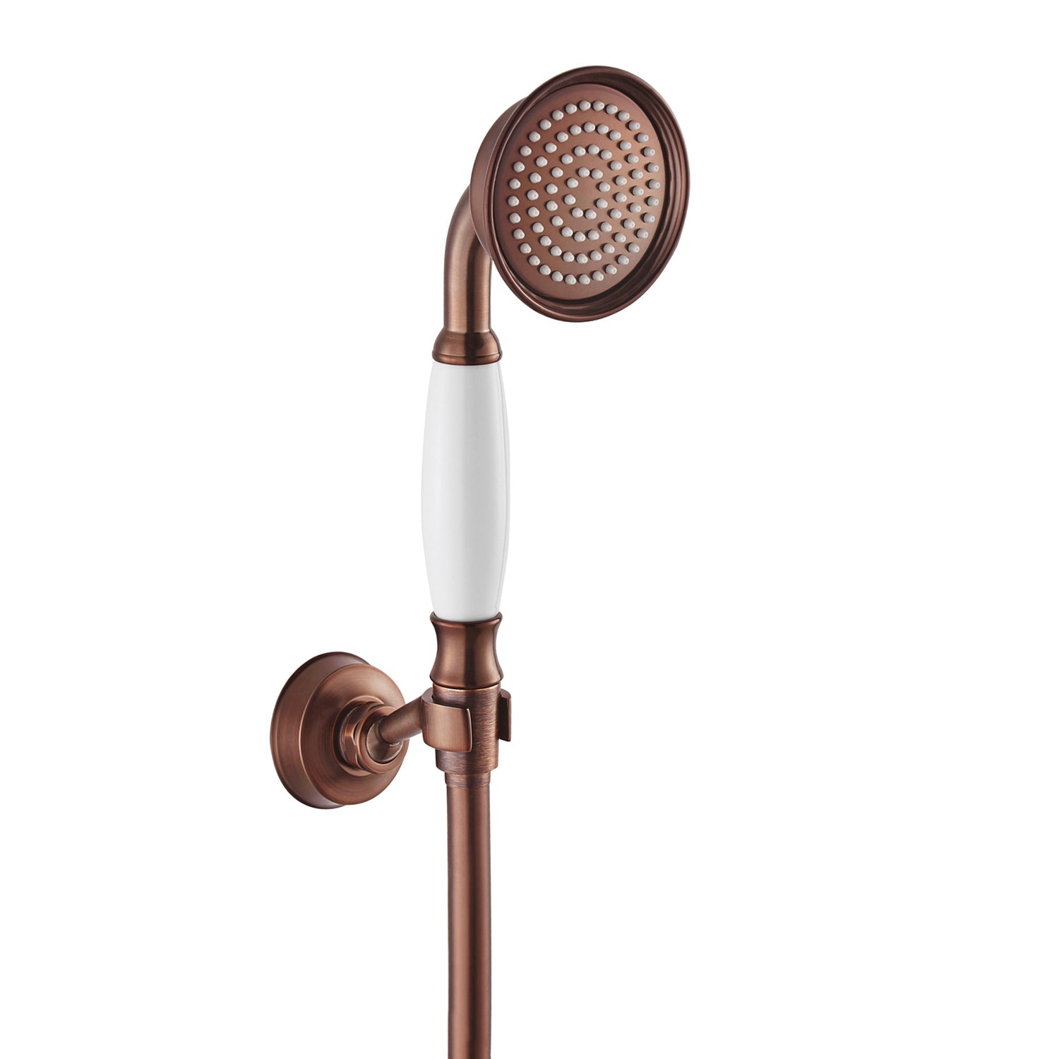 DAX 2083A ORB Oil Rubbed Bronze Wall Mount Hand Shower Set with 59 1/16 Inch Hose & Valve - Brass Body & White Handle for Bathroom & Spa Relaxation