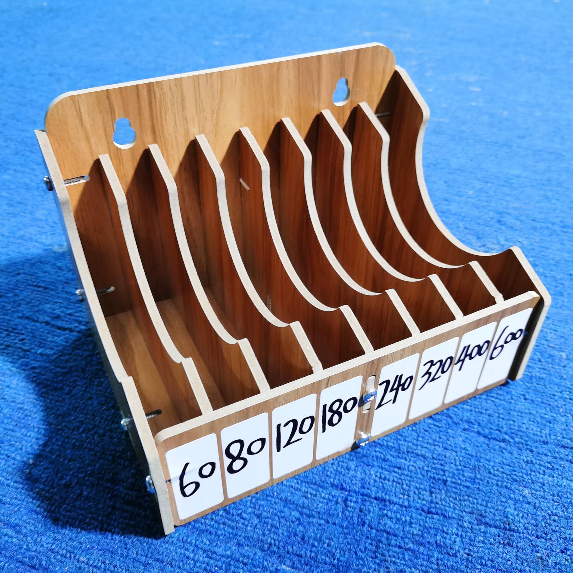 8-Tier Heavy Duty 5 Inch Sandpaper Organizer – Premium Sanding Disc Storage Holder for Woodworking Tools, Workshop & DIY Projects – Compact & Durable Sandpaper Rack (Excluding Sandpaper) – 1 Pack, Brown – Perfect for Garage Organization & Craft Room Storage
