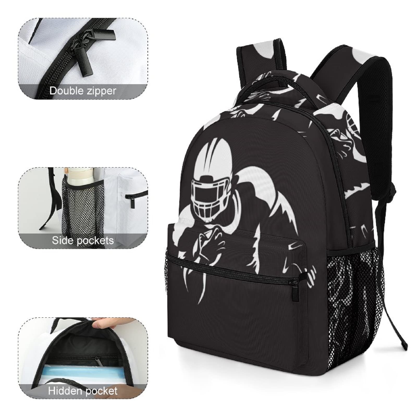 Lightweight Waterproof Travel Backpack for Men - Large Laptop Backpack with USB Port, Durable Carry On Bookbag for Hiking, Camping & Daily Use | Perfect for American Football Players & Outdoor Enthusiasts
