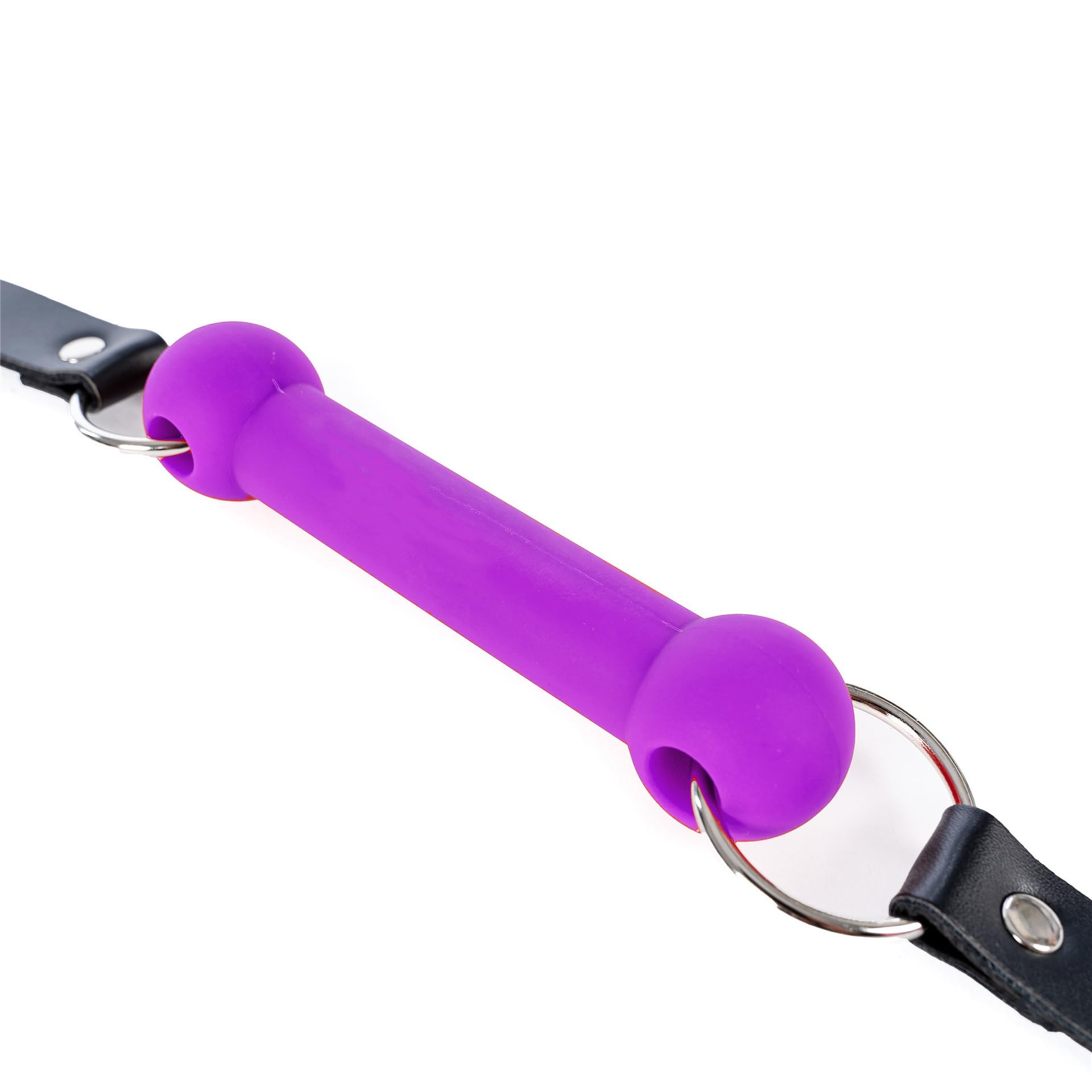 Adjustable Elastic Bondage Restraints - Open Mouth Silicone Bar Gag Muzzle for BDSM & Couples Play - Purple Bite Gag for Sensory Play & Roleplay Scenes