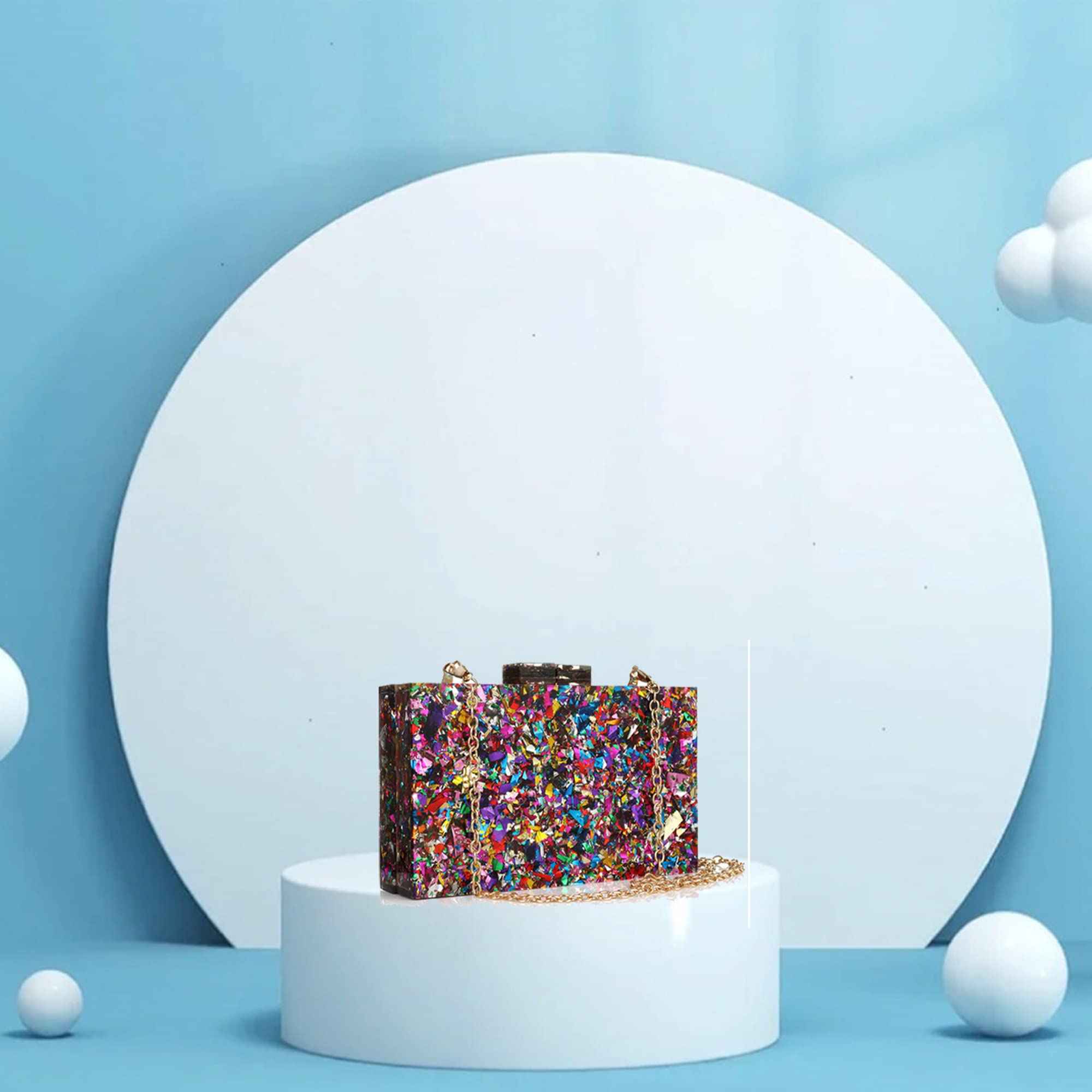 Acrylic Multicolor Women's Clutches & Evening Bags - Elegant Shoulder Crossbody Purse for Wedding, Prom, Party & Formal Events | Perfect for Date Nights, Galas and Special Occasions