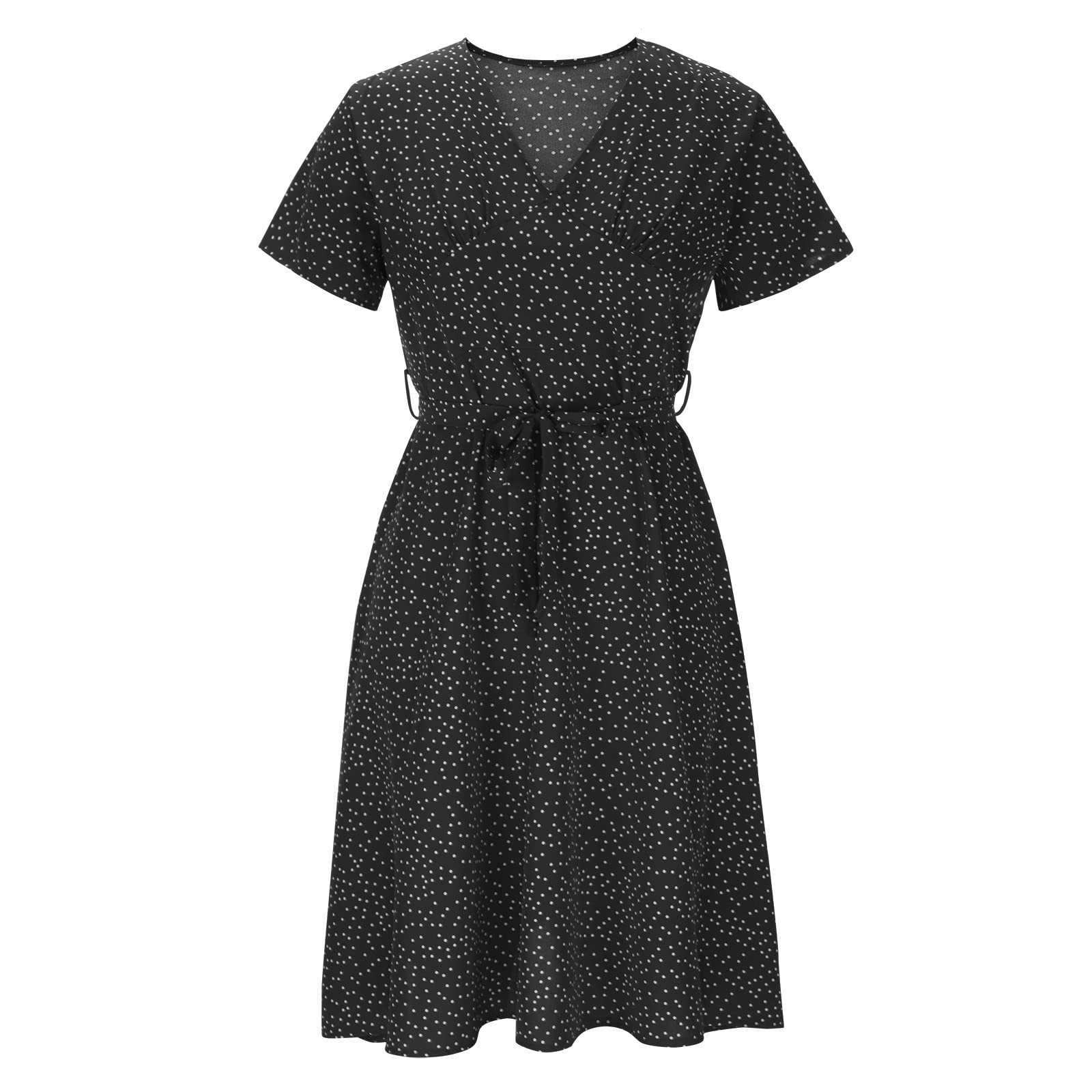 Stylish Women's Midi Dress with Skull Print - Casual Plus Size Polka Dot Maxi Dress for Christmas, New Year & Party Wear - Perfect for Holiday Gatherings, Date Nights & Special Occasions