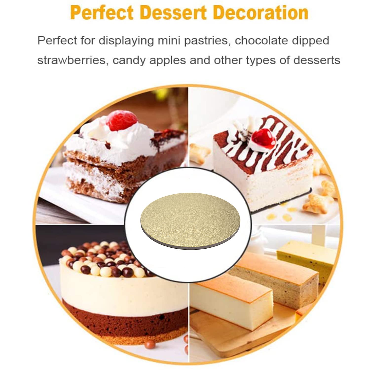 3 Pack 12 Inch Golden Round Cake Boards - Sturdy Cardboard Cake Base for Baking, Decorating & Serving - Perfect for Birthday, Wedding & Party Cakes