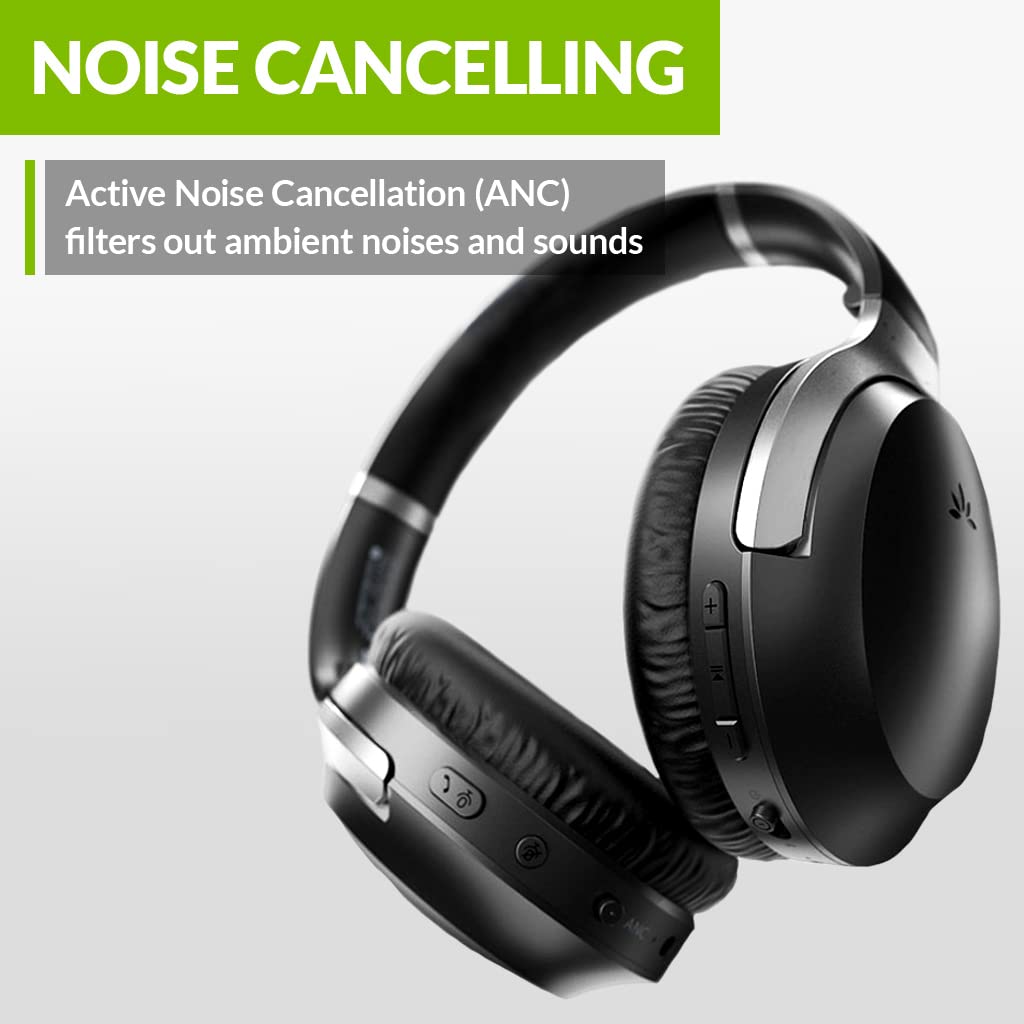 Avantree Oasis Plus Bluetooth Transmitter & Avantree Aria Me ANC Headphones Bundle - Wireless Audio Adapter for TV with Active Noise Cancelling Wireless Headphones - Perfect for Home Theater, Gaming & Travel