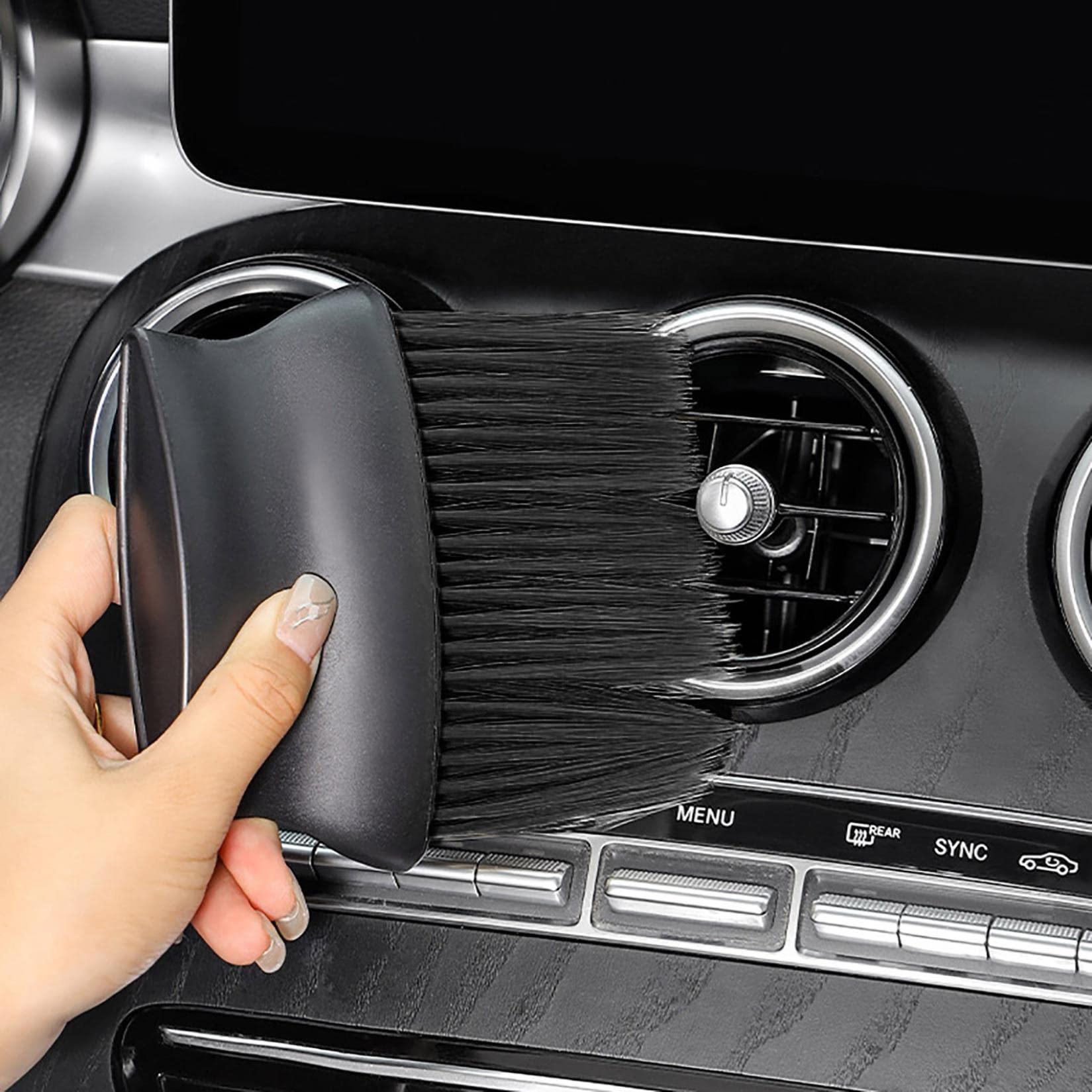 Soft Bristle Car Cleaning Brush - Scratch-Free Auto Detailing Tool for Dashboard & Vents