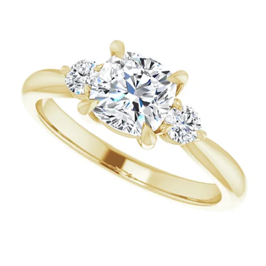 10K Solid Yellow Gold Handmade Engagement Ring - 1 CT Cushion Cut Moissanite Diamond Solitaire Wedding Ring for Women - Perfect for Proposals, Anniversaries & Bridal Jewelry Gifts