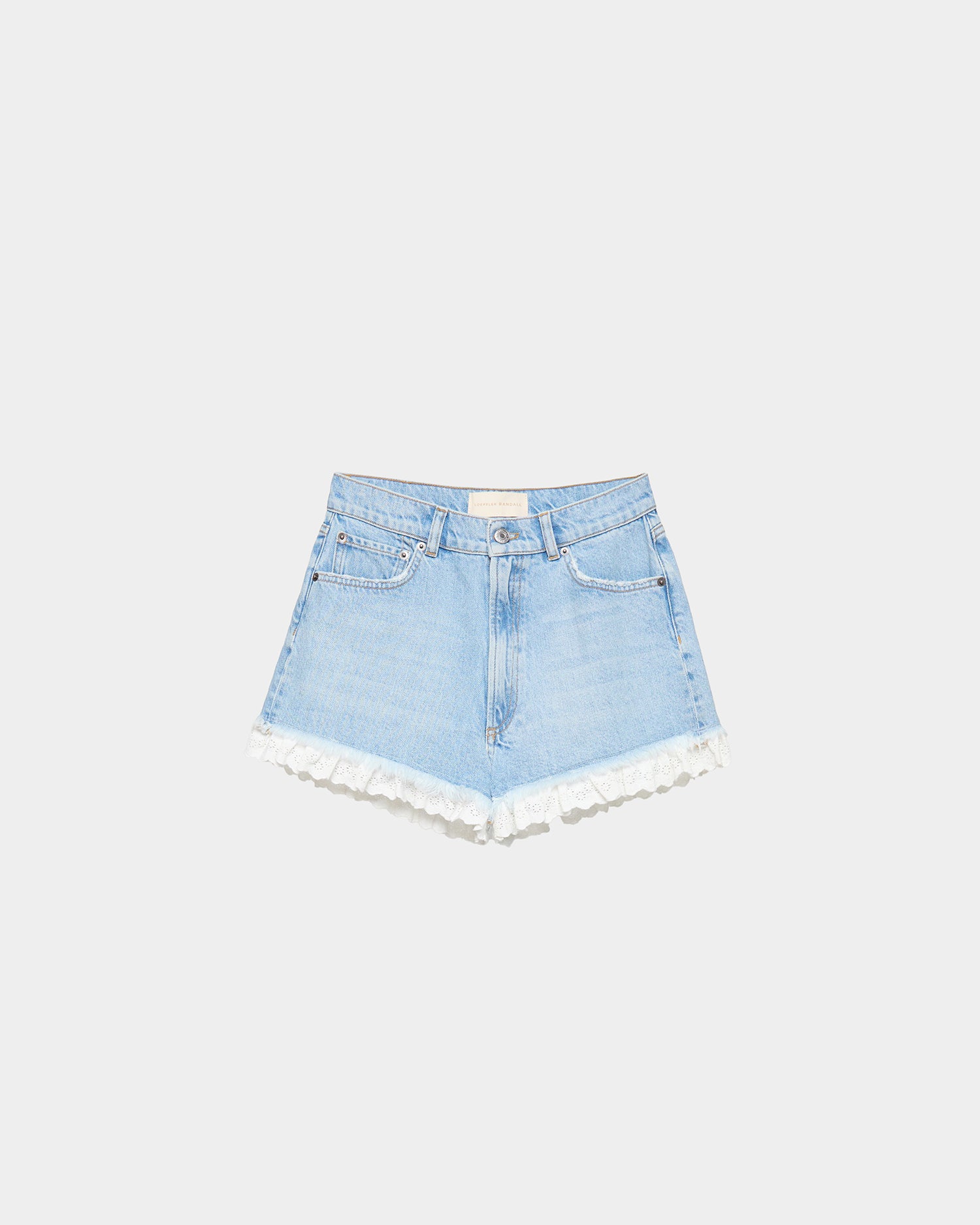 Kay Lace Trimmed Denim Shorts for Women - Stylish High Waist Distressed Denim Shorts with Lace Detail - Perfect for Summer, Beach, and Casual Outings