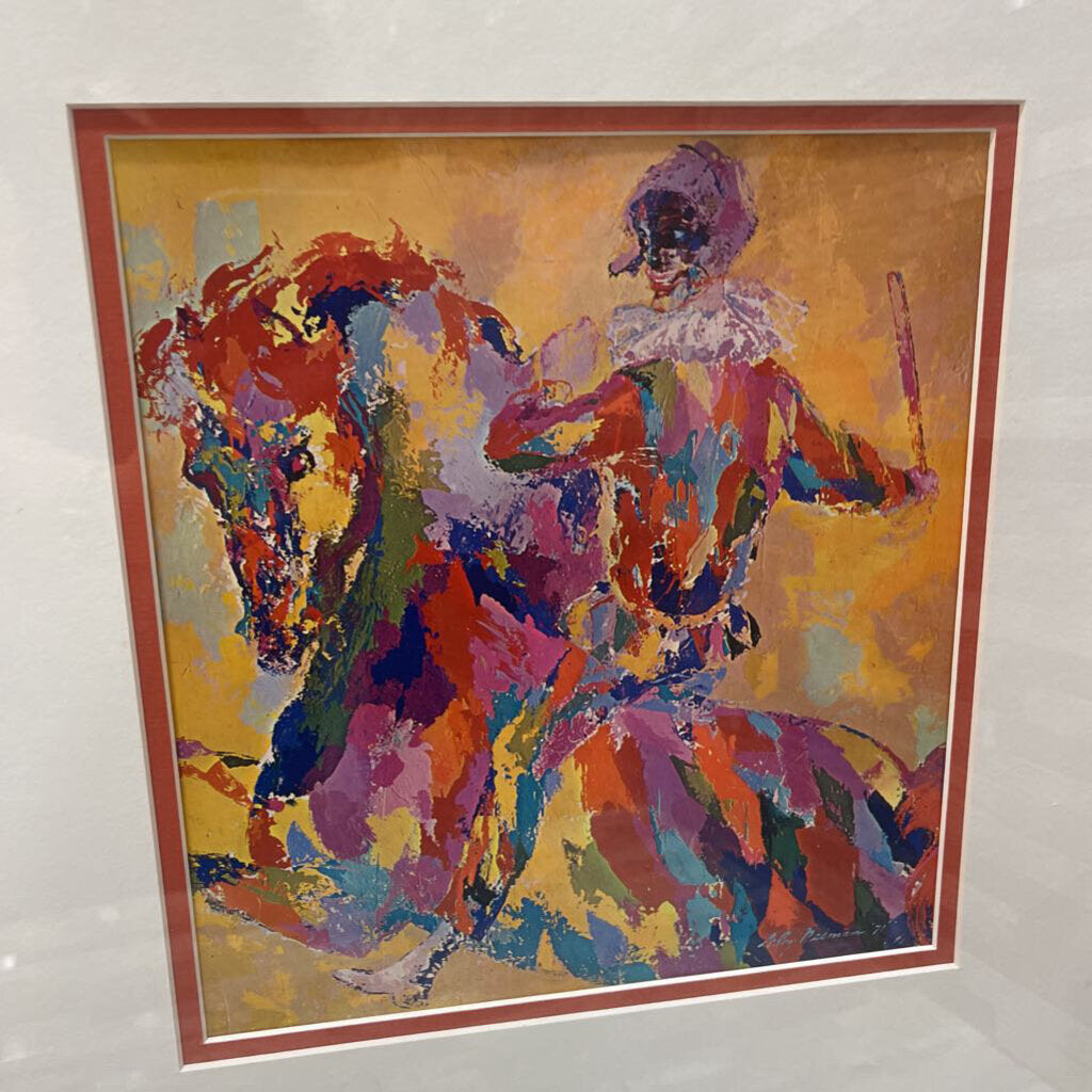 Leroy Neiman Harlequin on Horseback - Custom Framed Art Print 15x15 Inches - Premium Wall Decor for Living Room, Office & Gallery Display