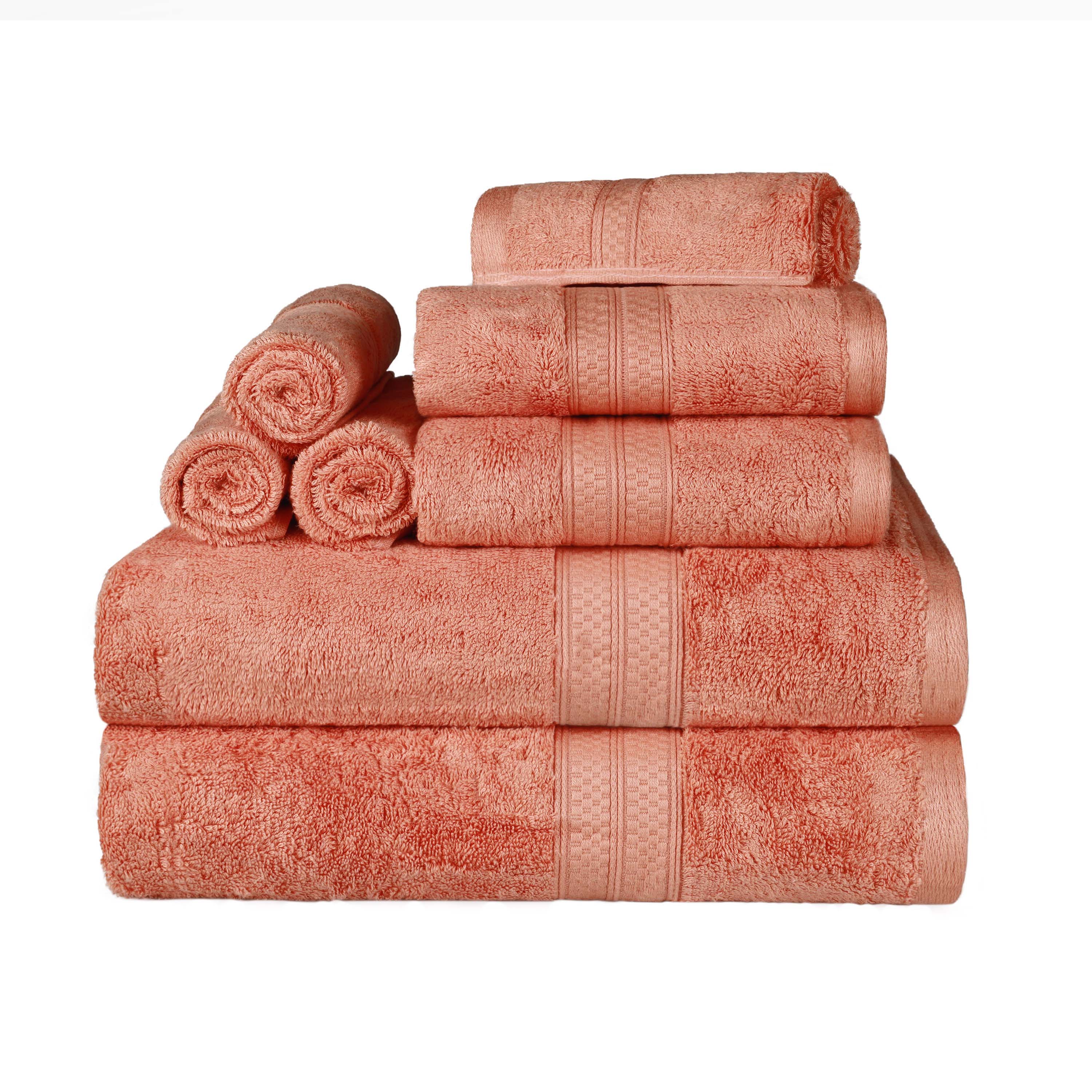 Ultra Soft Rayon Bamboo Cotton Blend 8-Piece Towel Set - Luxurious Bath & Spa Towels for Home, Hotel, and Gift Use