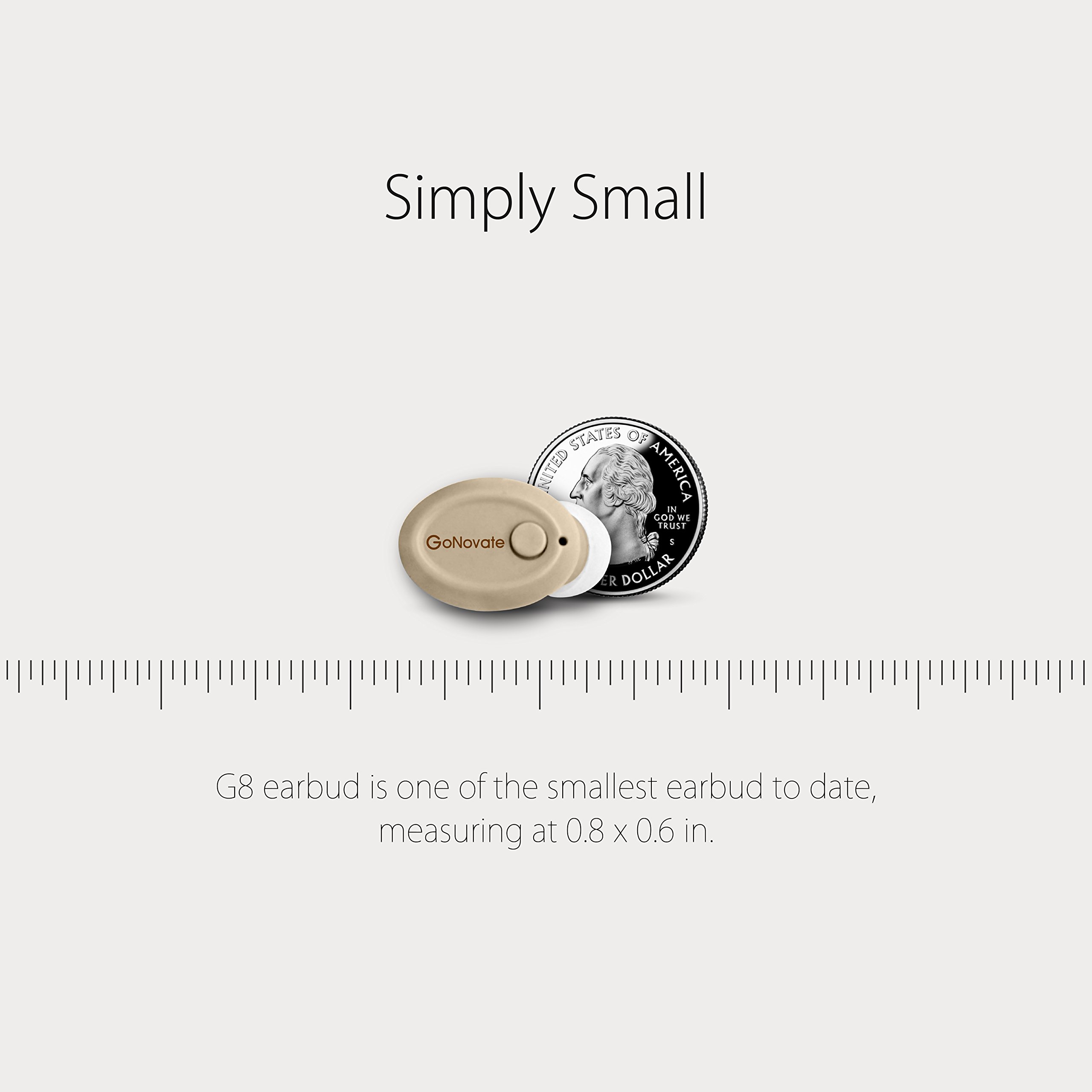G8 Bluetooth Earpiece Wireless Mini Earbuds - 6 Hours Playtime, Magnetic USB Charging, Tiny Invisible Headphones with Mic for Samsung Galaxy (Khaki) - Perfect for Driving, Workouts & Hands-Free Calls