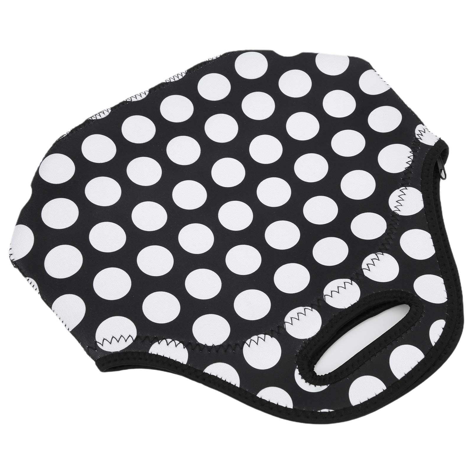 Waterproof Neoprene Lunch Bag for Women & Men - Insulated Reusable Lunch Box for Work, School, Camping & Outdoor Activities (Black & White Circle Pattern) - Perfect for Office, Picnics & Travel