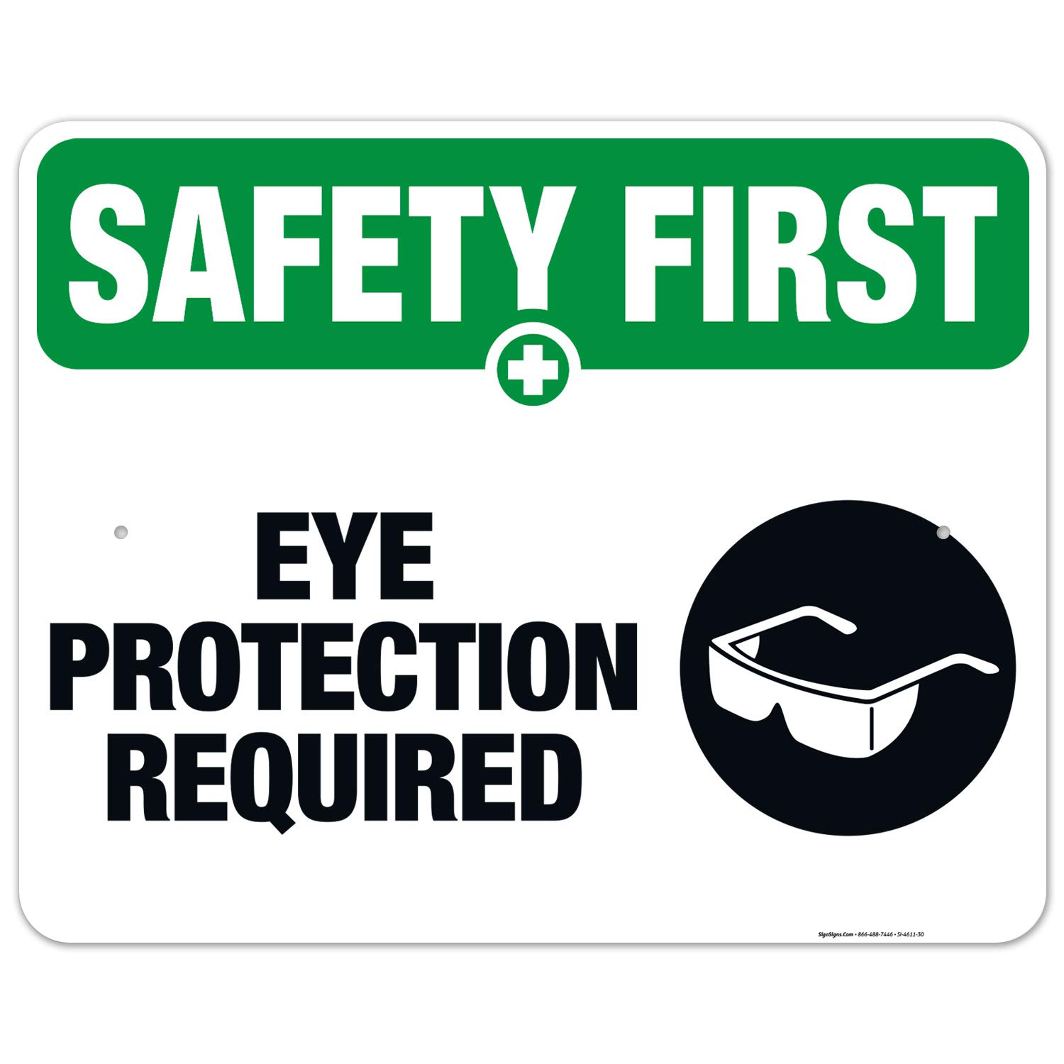 OSHA Compliant Eye Protection Required Sign - 24x30 Inches Rust-Free Aluminum Safety Sign for Indoor/Outdoor Use | Fade-Resistant, Made in USA | Perfect for Construction Sites, Factories & Workplaces