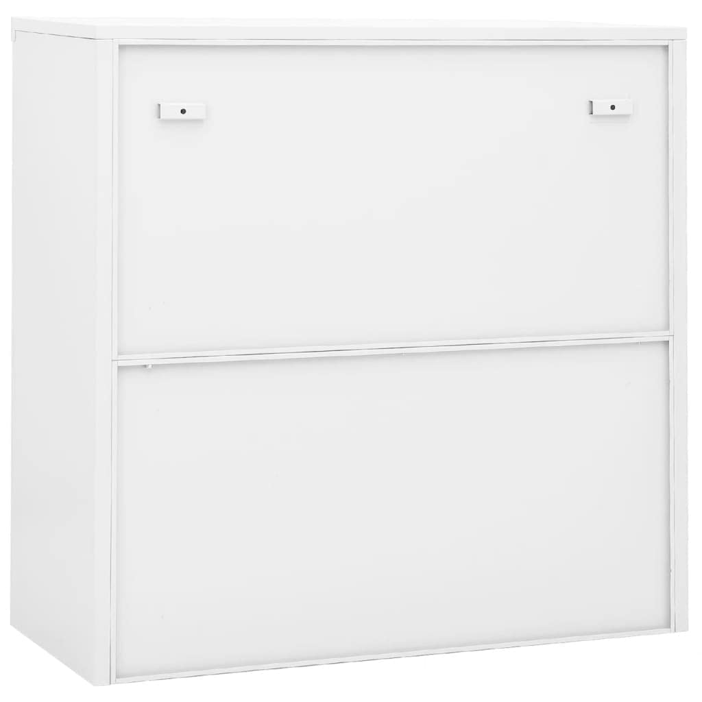 White Steel Display Cabinet with Lock - 35.4