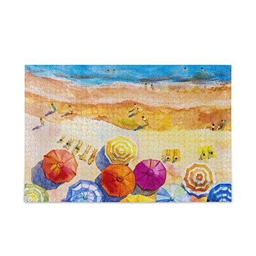 500 Piece Colorful Beach Umbrella Jigsaw Puzzle for Adults - Fun & Challenging Puzzle Game for Relaxation, Stress Relief & Family Bonding - Perfect for Beach Lovers, Vacation Decor & Rainy Day Activities