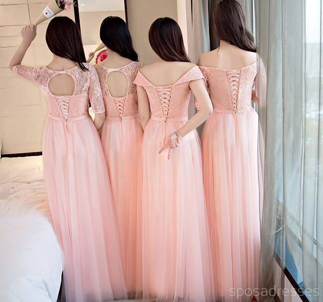 Elegant Mismatched Peach Lace Tulle Long Bridesmaid Dresses - BD005 | Perfect for Weddings, Formal Events & Special Occasions