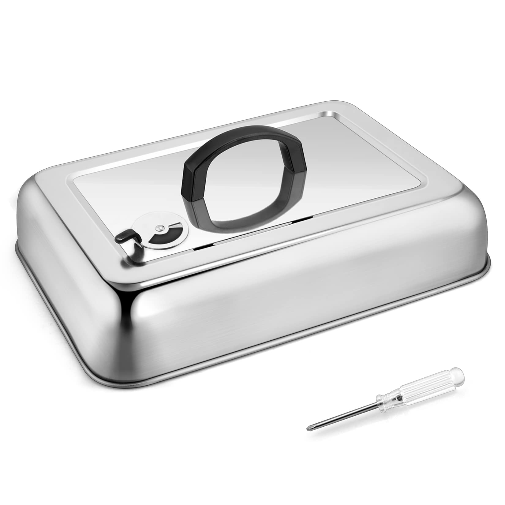 Joyfair 13 x 9.8 Inch Stainless Steel Basting Cover & Cheese Melt Dome for Flat Top Griddle - Heat-Resistant Handle, Dishwasher Safe with Vent - Perfect for Outdoor BBQ, Indoor Cooking, and Restaurant Use