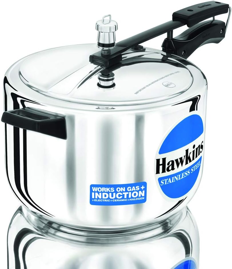Hawkins HSS80 8L Stainless Steel Pressure Cooker for Fast Cooking - Perfect for Soups, Stews & Meal Prep | Durable & Safe Kitchen Essential