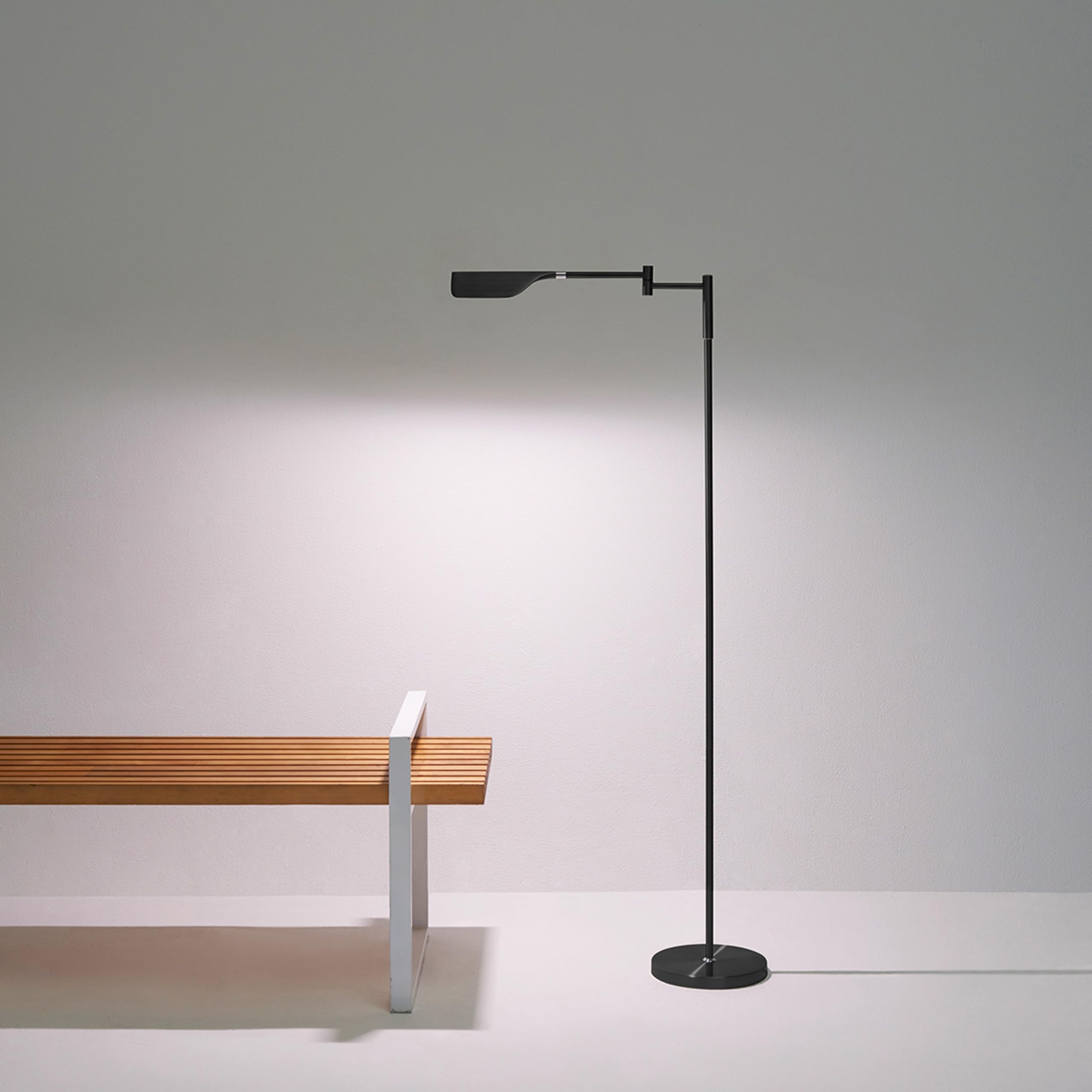 Brightech Leaf Pharmacy LED Reading Floor Lamp - Dimmable & Adjustable Standing Lamp with Easy Rotation for Living Room, Office, Sewing & Crafting - Perfect for Reading, Working & Hobbies (Jet Black)