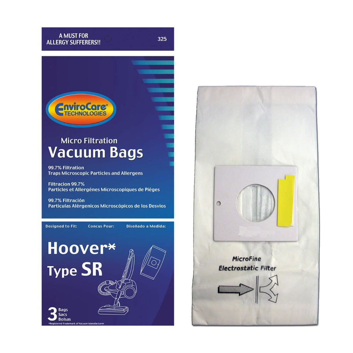 EnviroCare Hoover SR Vacuum Bags - 3 Pack | Compatible with Hoover Vacuums | Dust & Allergen Protection for Home Cleaning