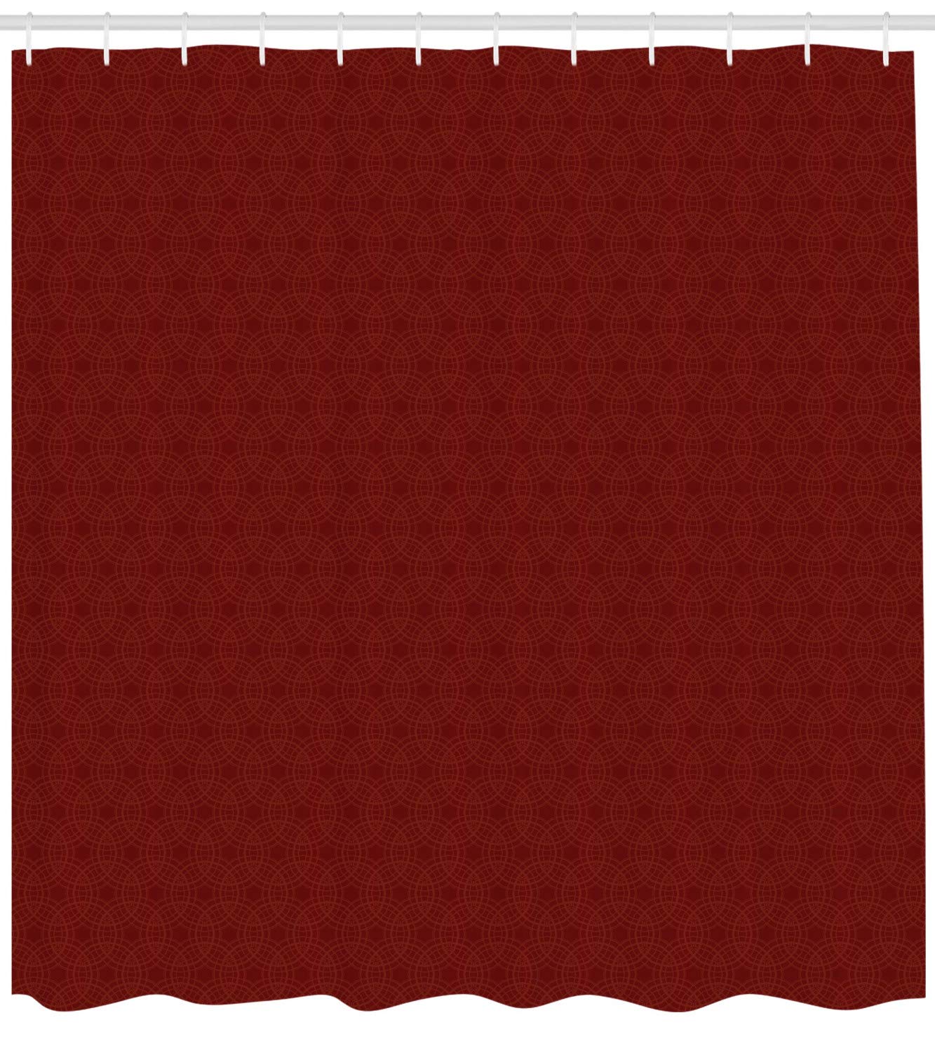 Ambesonne Abstract Geometry Shower Curtain - Modern Intertwined Circles Design, Contemporary Bathroom Decor with Hooks, 69x70 Inches, Maroon Redwood Fabric - Perfect for Stylish Bathrooms & Guest Suites