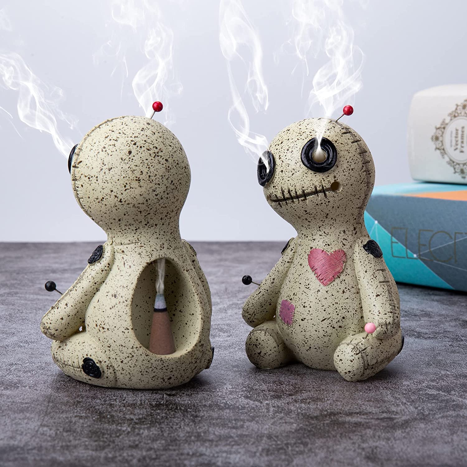 Voodoo Doll Cone Incense Burner - Handcrafted Resin Incense Holder for Home & Office Decor - Includes 5 Incense Cones - Perfect for Meditation, Yoga, Aromatherapy & Spiritual Rituals