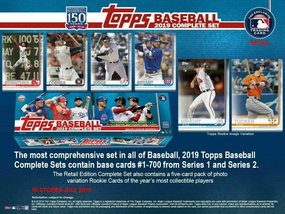 2019 Topps Baseball Cards Retail Factory Set - 700 Cards with 5 Rookie Variations | Complete MLB Player Collection for Trading, Collecting & Display