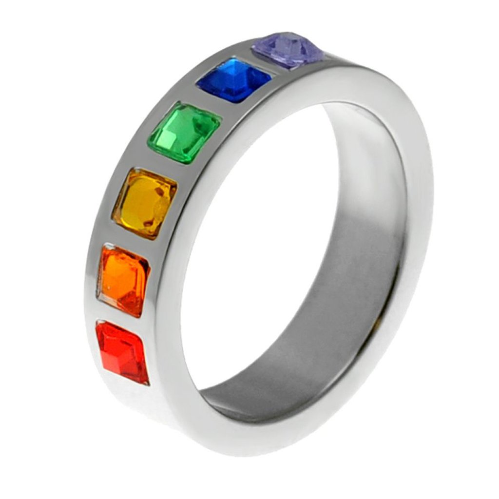 Rainbow Pride Ring - LGBTQ+ Wedding Band for Couples & Love