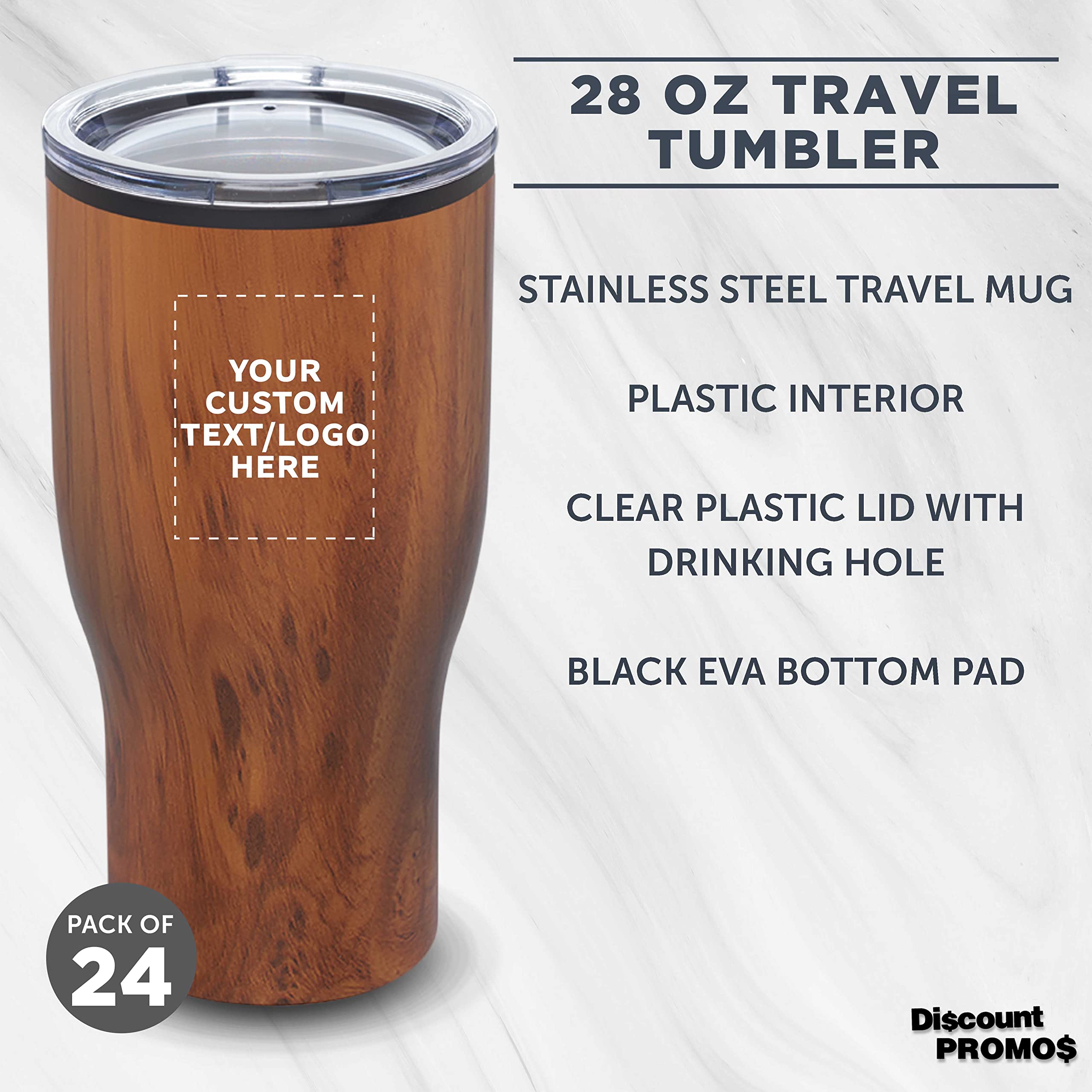 Challenger 28 oz Custom Stainless Steel Travel Mugs Set of 24 - Personalized Bulk Coffee Tumblers for Hot & Cold Beverages - Ideal for Office Gifts, Corporate Events & Promotional Giveaways
