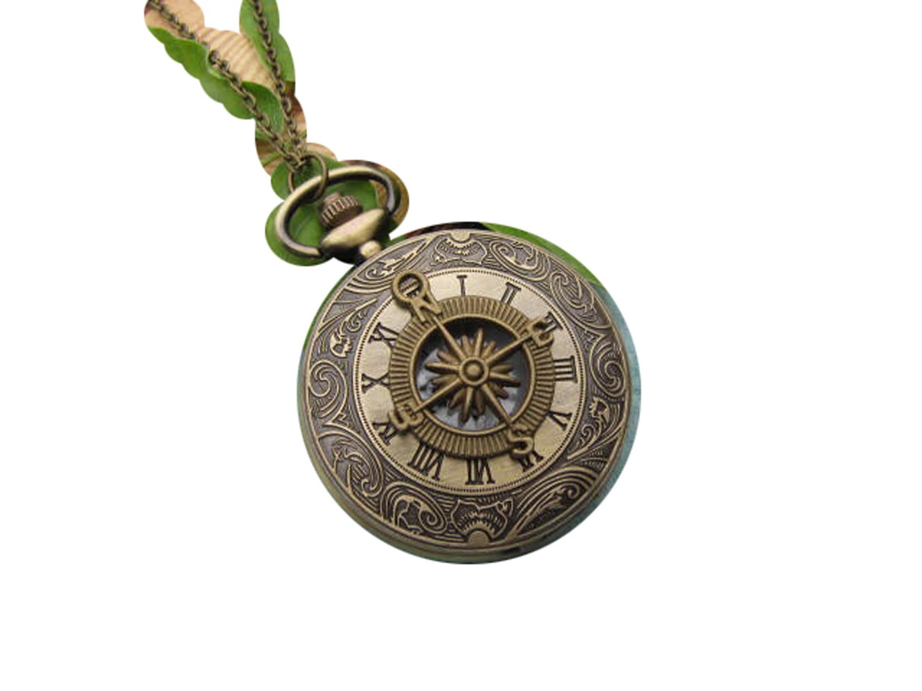 Antique Victorian Style Compass Pocket Watch Necklace - Pirate Nautical Pendant Charm for Men & Women - Perfect for Steampunk Costume, Renaissance Fairs & Historical Reenactments