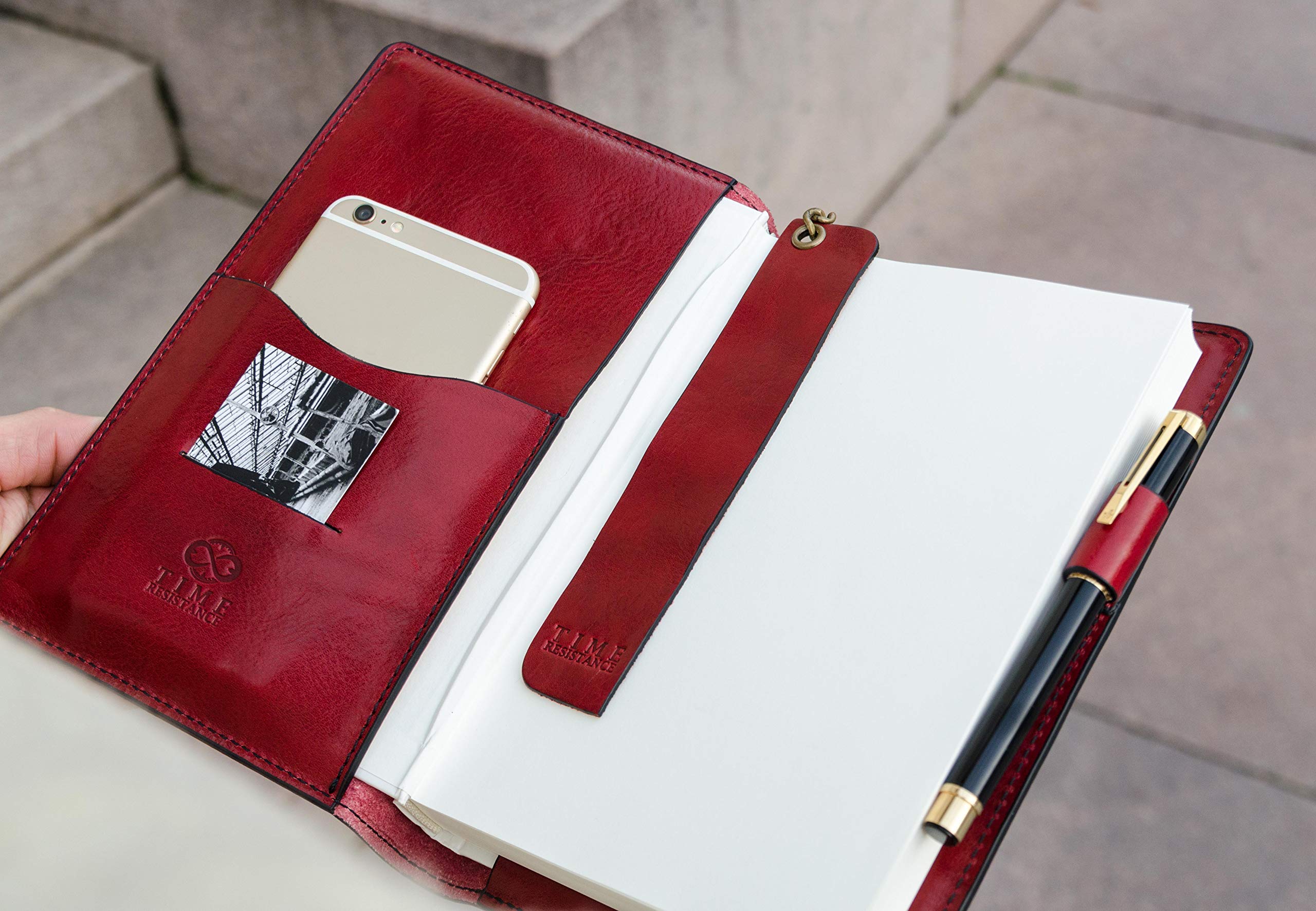 Premium Italian Handmade Leather Journal - 320 Lined A5 Notebook with Bookmark & Gift Box (Red) - Perfect for Writing, Sketching & Gift Giving