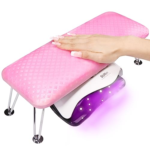 Premium Nail Arm Rest Cushion - Soft Microfiber Leather Manicure Hand Support with Non-Slip Base for Nail Technicians & Salon Professionals (Pink) - Ideal for Gel, Acrylic Nails & Pedicures