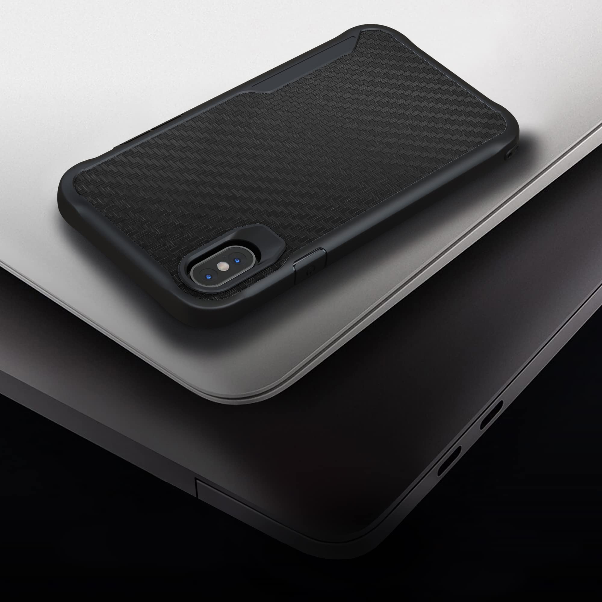 Premium Carbon Fiber iPhone X/Xs Case - 10ft Drop Protection & Wireless Charging - Slim Protective Cover for Daily Use, Travel & Outdoor Activities