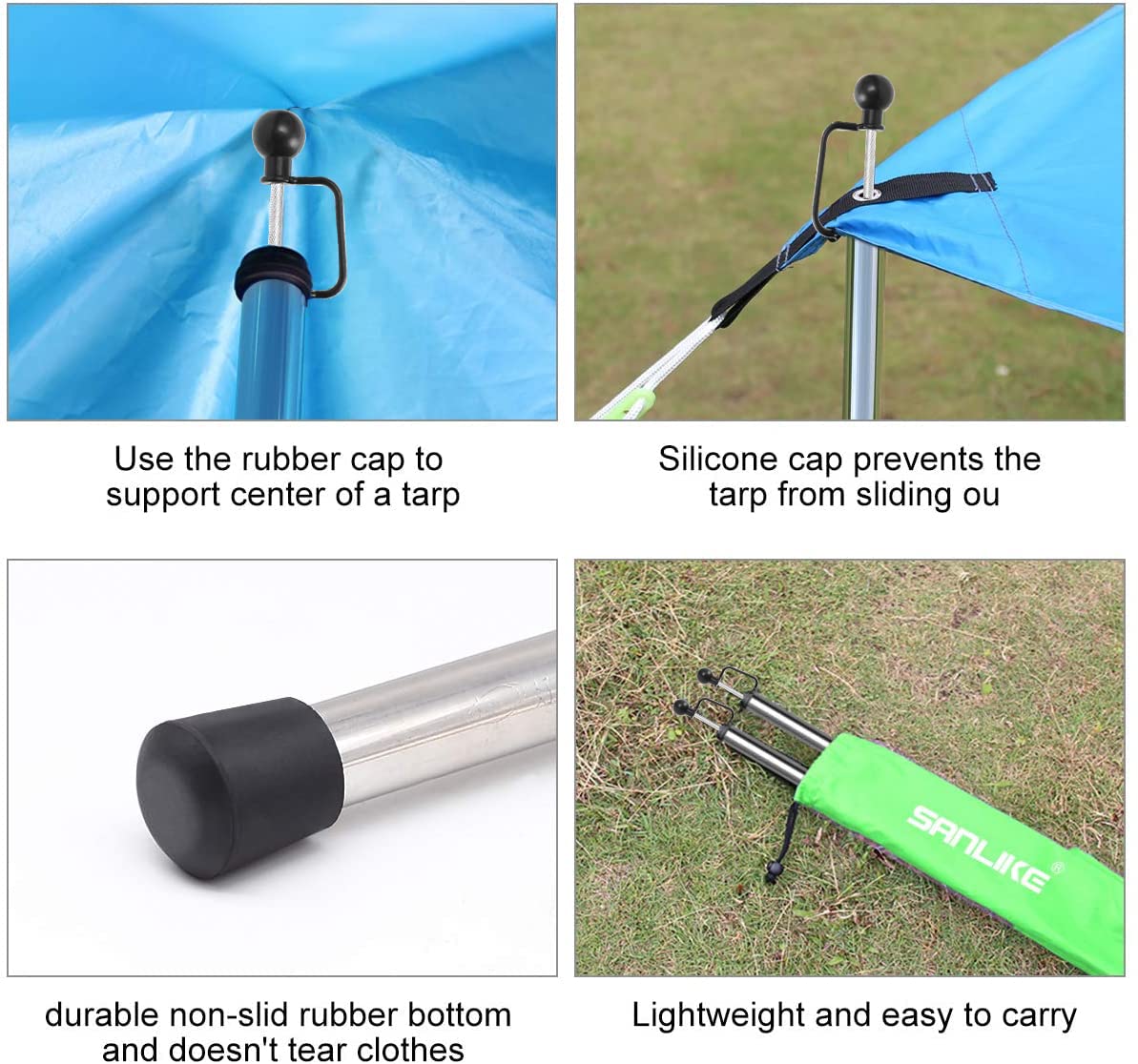 Heavy Duty Adjustable Tarp Poles - Thickened Replacement Tent Poles for Canopy, Shelter & Awning | Perfect for Camping, Outdoor Events & Emergency Shelters