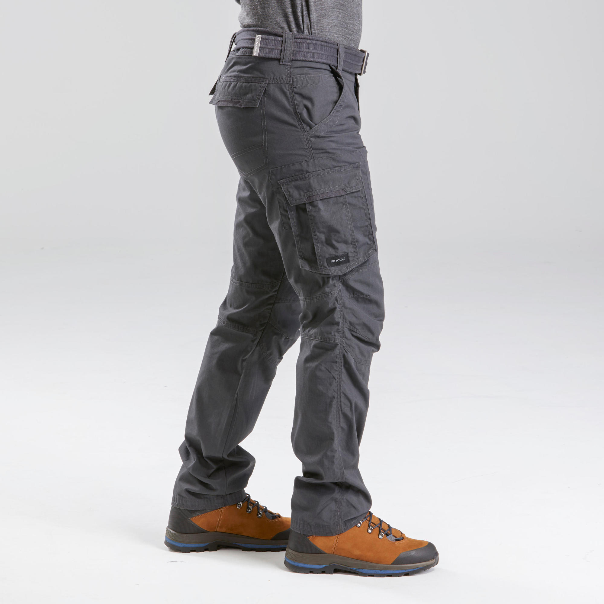 Forclaz Men's Travel Backpacking Cargo Pants - Lightweight Quick-Dry Hiking Pants with Multiple Pockets, TRAVEL 100 Grey - Perfect for Outdoor Adventures, Camping & Travel