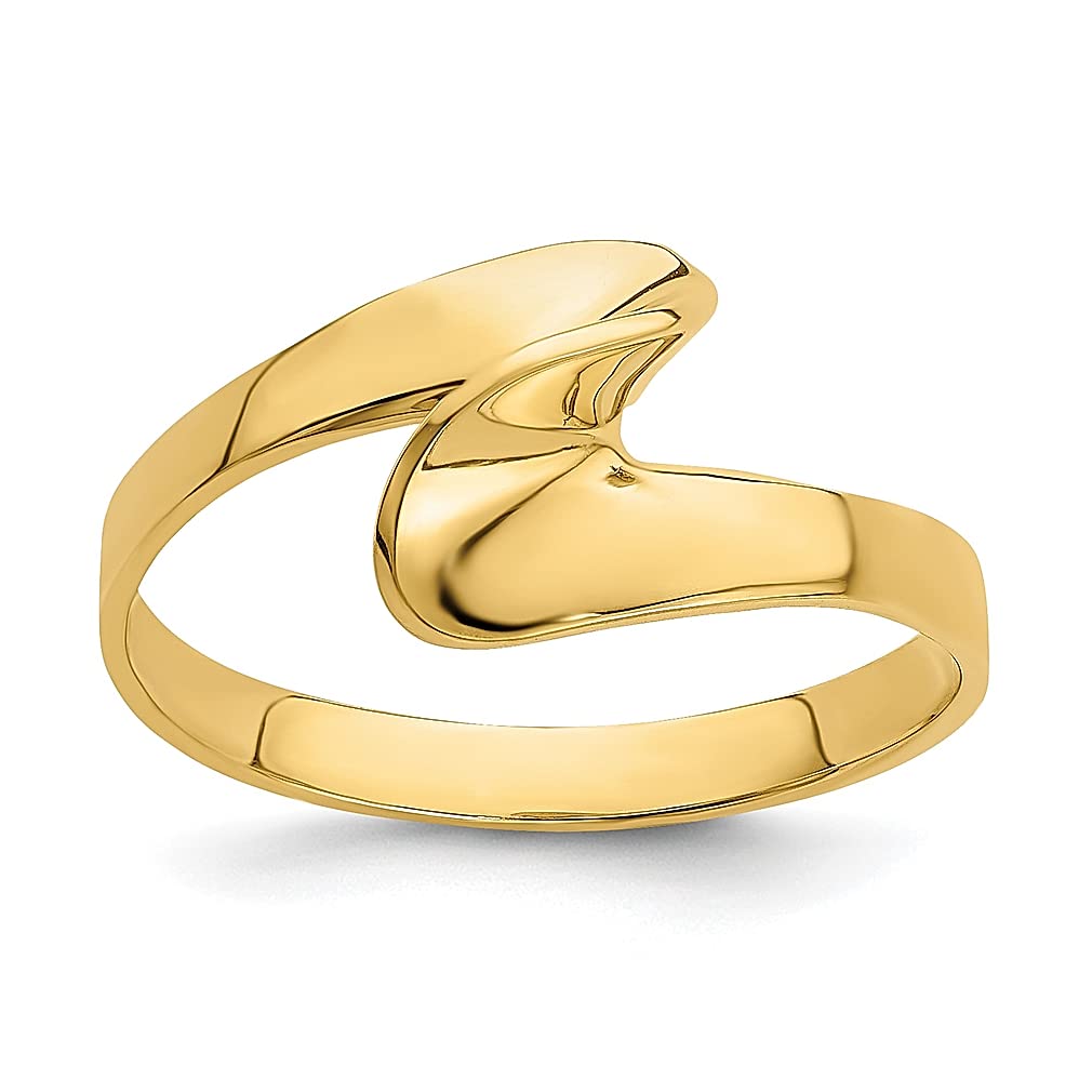 14K Yellow Gold Freeform Swirl Band Ring - Size 7.00, Dainty Minimalist Jewelry for Women, Perfect Gift for Her - Ideal for Everyday Wear, Anniversary & Birthday Presents