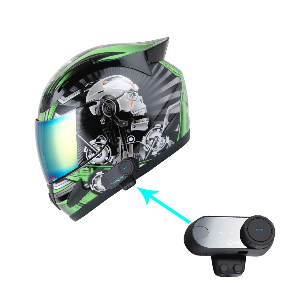 1Storm HJDJ11 Full Face Motorcycle Helmet - DOT Approved Mechanic Skull Design for Men & Women - Ideal for Street Biking, Cruiser Riding & Motorcycle Safety Gear