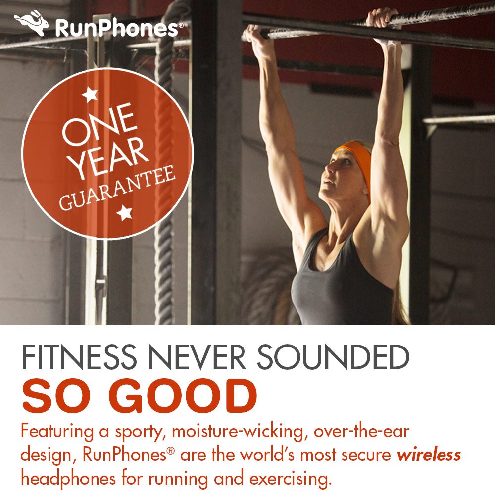 AcousticSheep RunPhones Wireless Bluetooth Headphones for Running & Workouts - Sweatproof Sports Earbuds with Flat Speakers & 10-Hour Battery - Perfect for Jogging, Gym Training & Outdoor Activities (Swift Black, Size S)