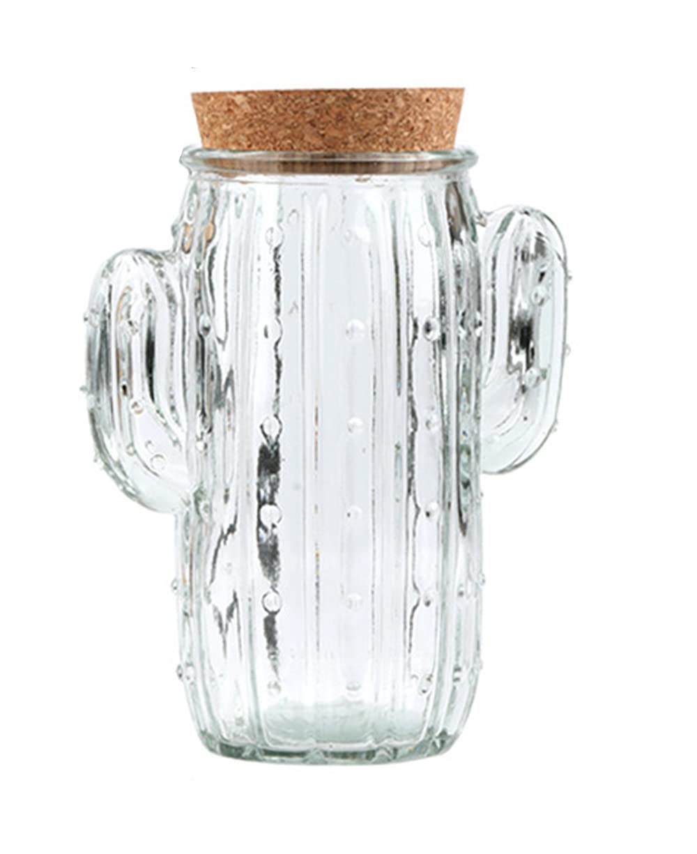 123Arts Glass Relief Cactus Candy Jar - Airtight Snack Storage Container with Seal Lid for Kitchen, Party & Home Decor | Candy Dish, Food Jar, Treat Holder for Desserts, Nuts, Cookies