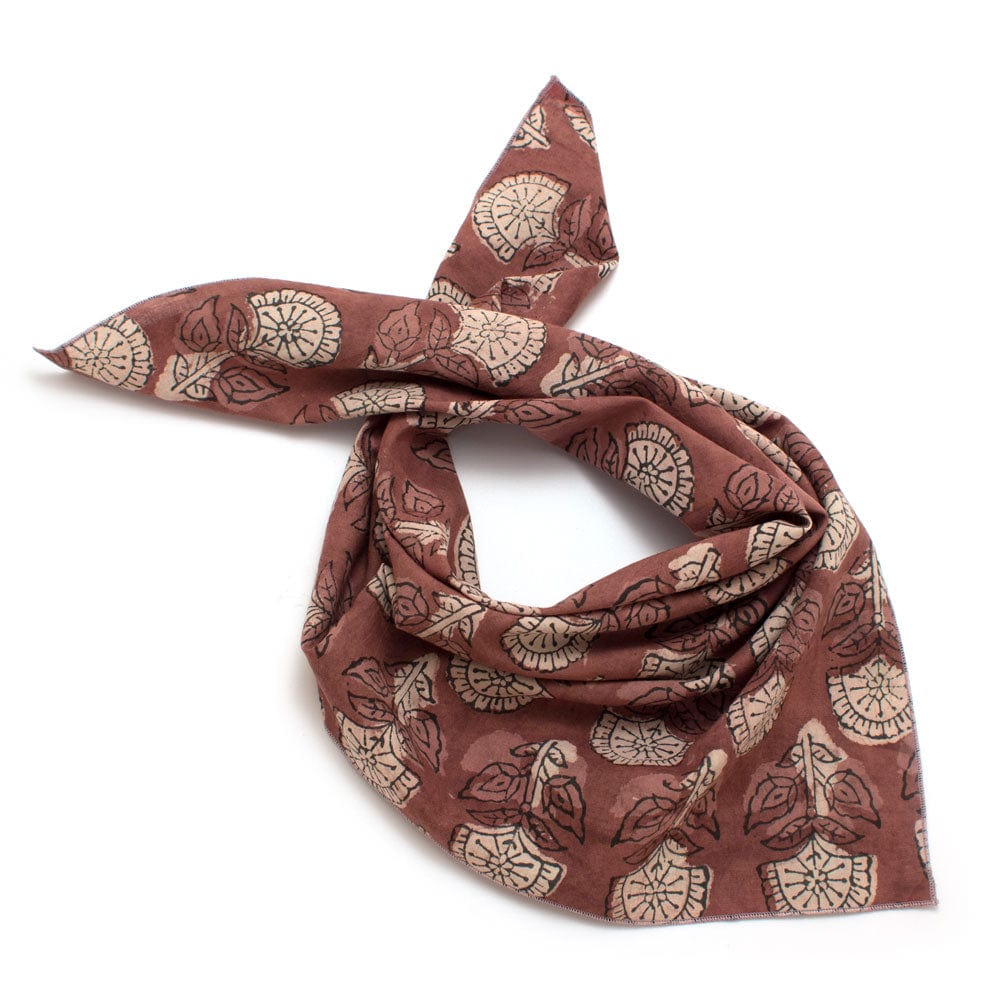 Dusty Brick Block Print Bandana - Stylish Cotton Scarf for Men & Women - Perfect for Outdoor Adventures, Festivals, and Everyday Fashion