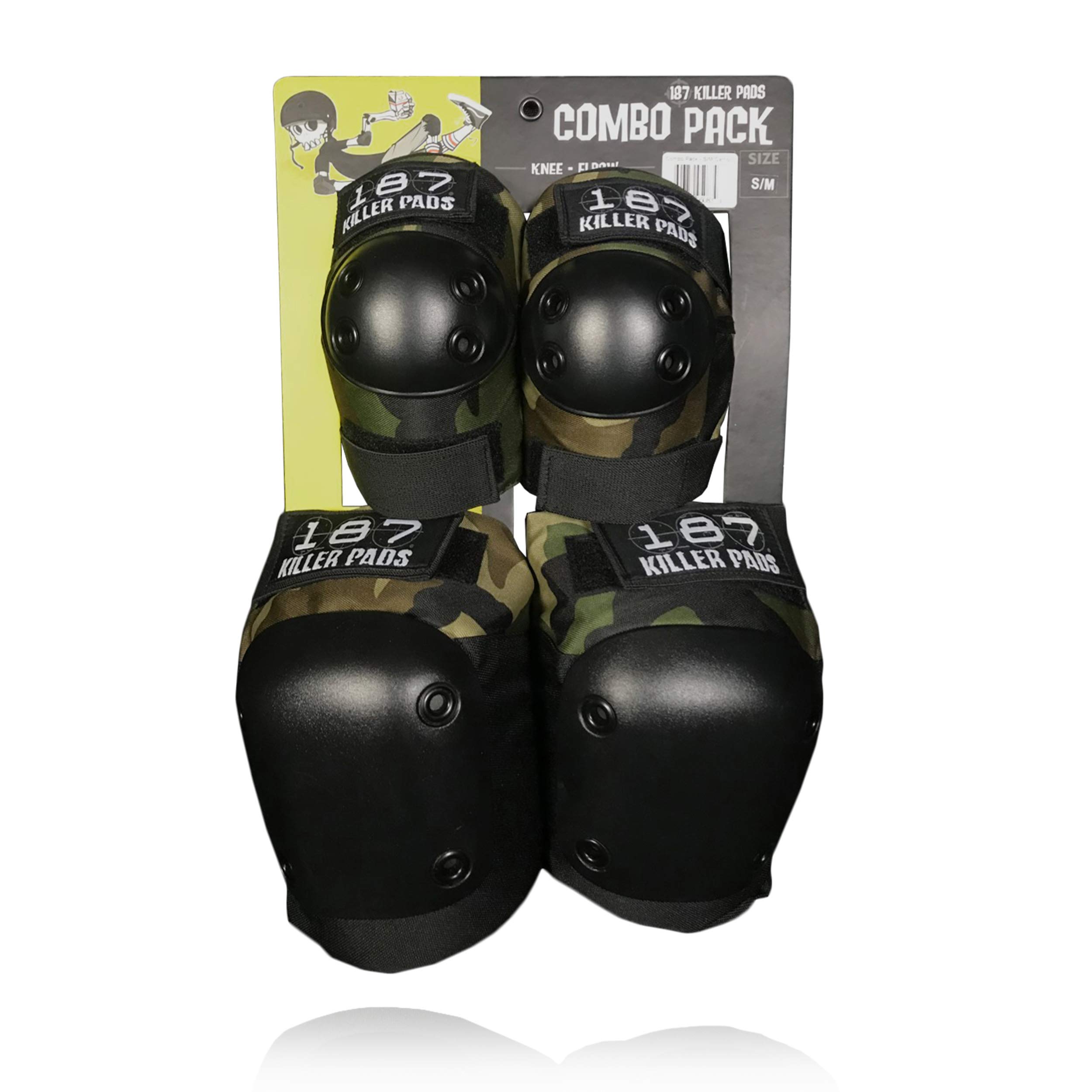 187 Killer Pads Knee & Elbow Pads Combo Pack - Camouflage Design, Large/X-Large Size - Perfect for Skateboarding, Rollerblading & Extreme Sports Protection
