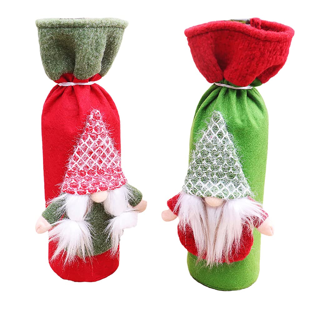 SOIMISS 2-Pack Christmas Wine Bottle Bags - Reindeer Rudolph Holiday Gift Bags for Wine & Liquor Bottles - Perfect for Christmas Parties, Gift Wrapping & Festive Decorations