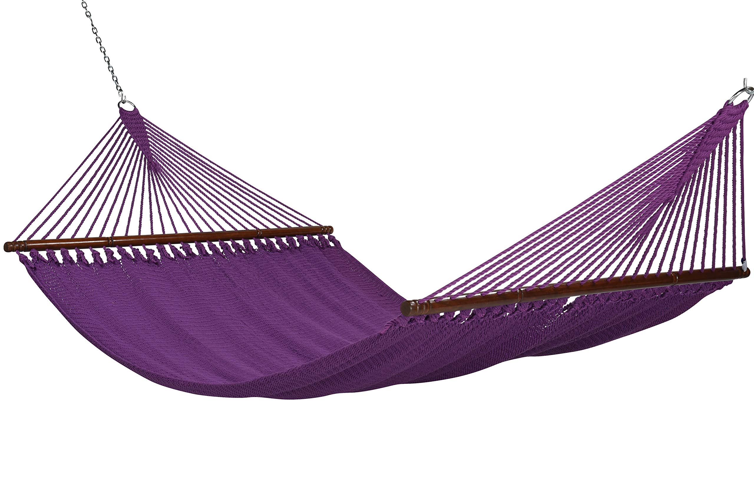 Jumbo Caribbean Hammock - 55 Inch Extra Wide - Soft-Spun Polyester Fabric - Purple Outdoor Hammock for Backyard, Beach & Camping Relaxation