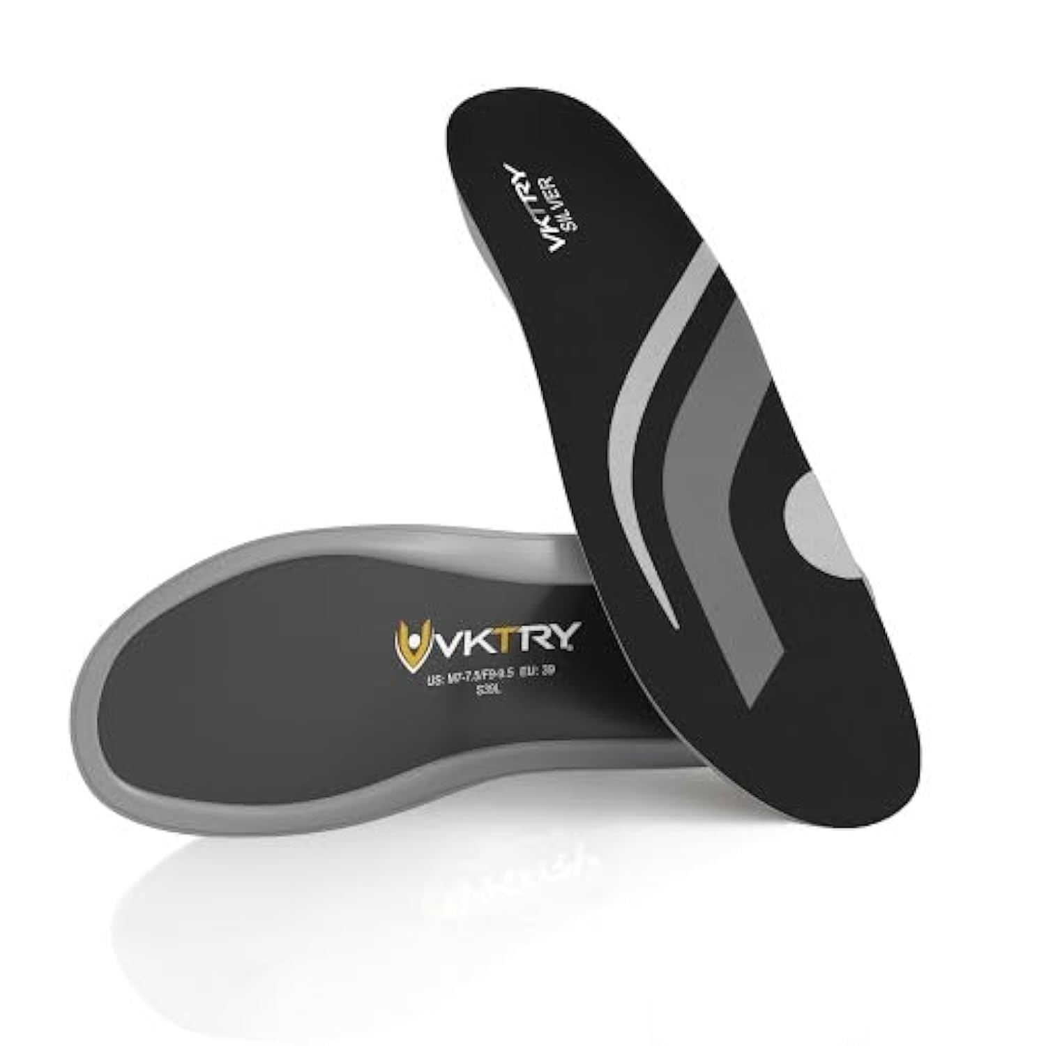 VKTRY Silver Performance Insoles – Carbon Fiber Shock Absorbing Insoles for Running, Basketball & Workouts – Enhance Explosiveness, Prevent Injuries & Boost Energy Return – Ideal for Athletes, Gym Enthusiasts & Active Lifestyles