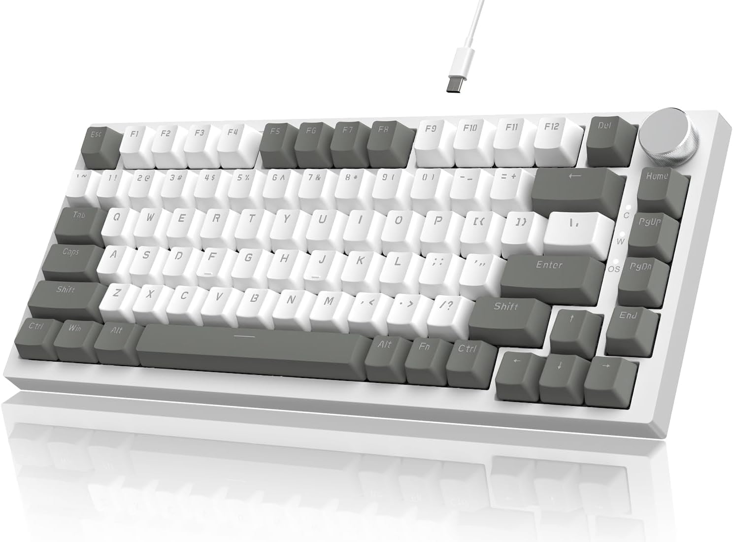 ATTACK SHARK X Ajazz AK820 75% Hot-Swappable Mechanical Gaming Keyboard with Rotary Knob for PC/Mac Gamers