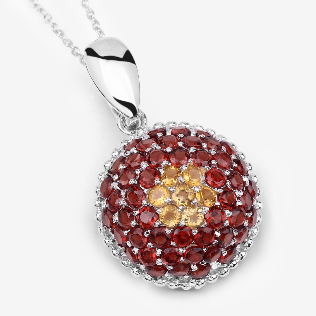 Genuine Citrine Garnet Cluster Necklace - Natural Gemstone Jewelry for Women - Perfect for Gifts, Parties & Special Occasions