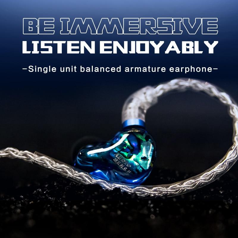 AUDIOSENSE DT100 Professional Knowles Single Balanced Armature In-Ear Monitors (IEMs) - High-Fidelity Earphones for Musicians, Audiophiles & Studio Recording