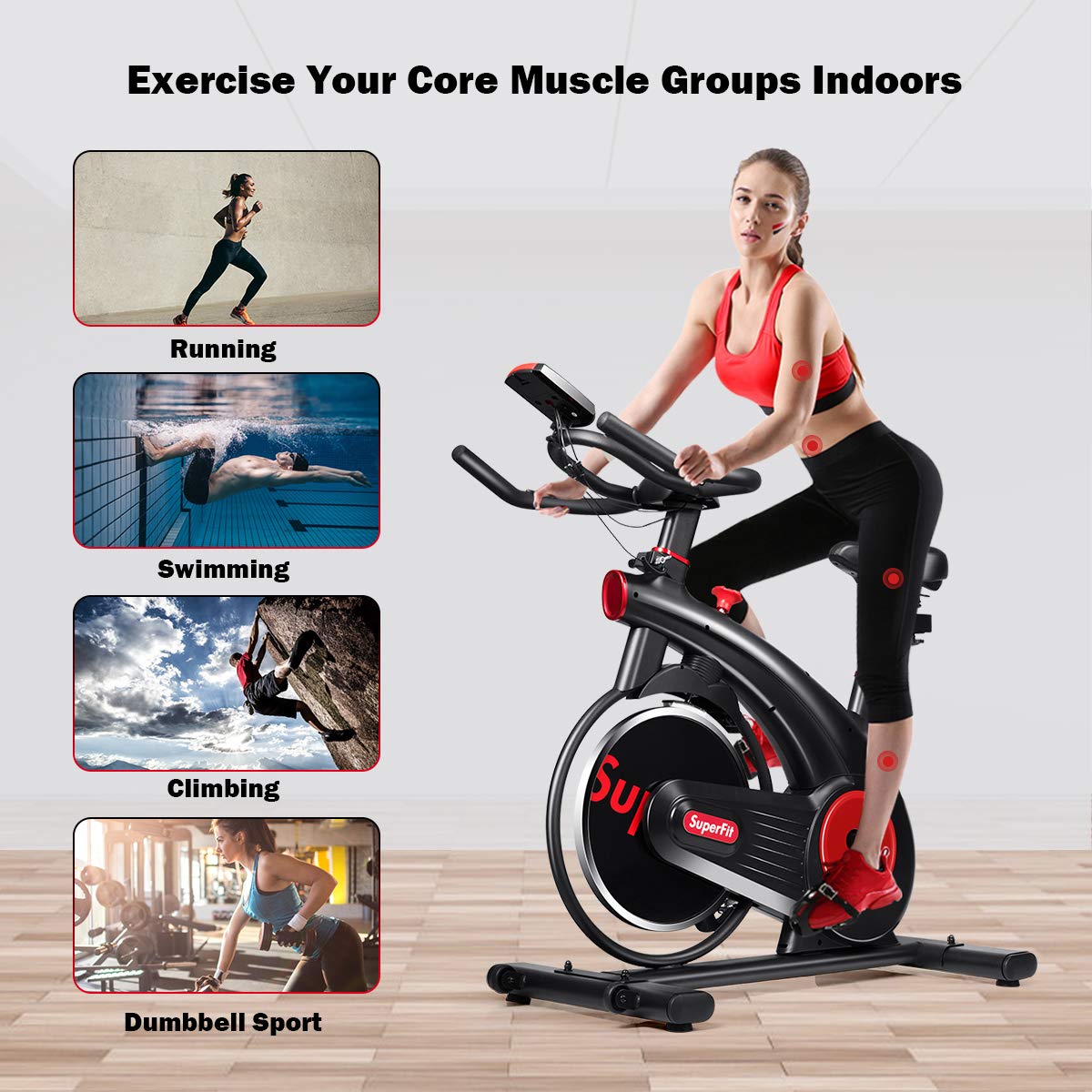 Best Exercise Bike for Home Gym - Adjustable Indoor Cycling Bike with Phone Holder, Comfortable Shock-Proof Seat & Stationary Flywheel - Perfect for Cardio Workouts, Weight Loss & Home Fitness Training
