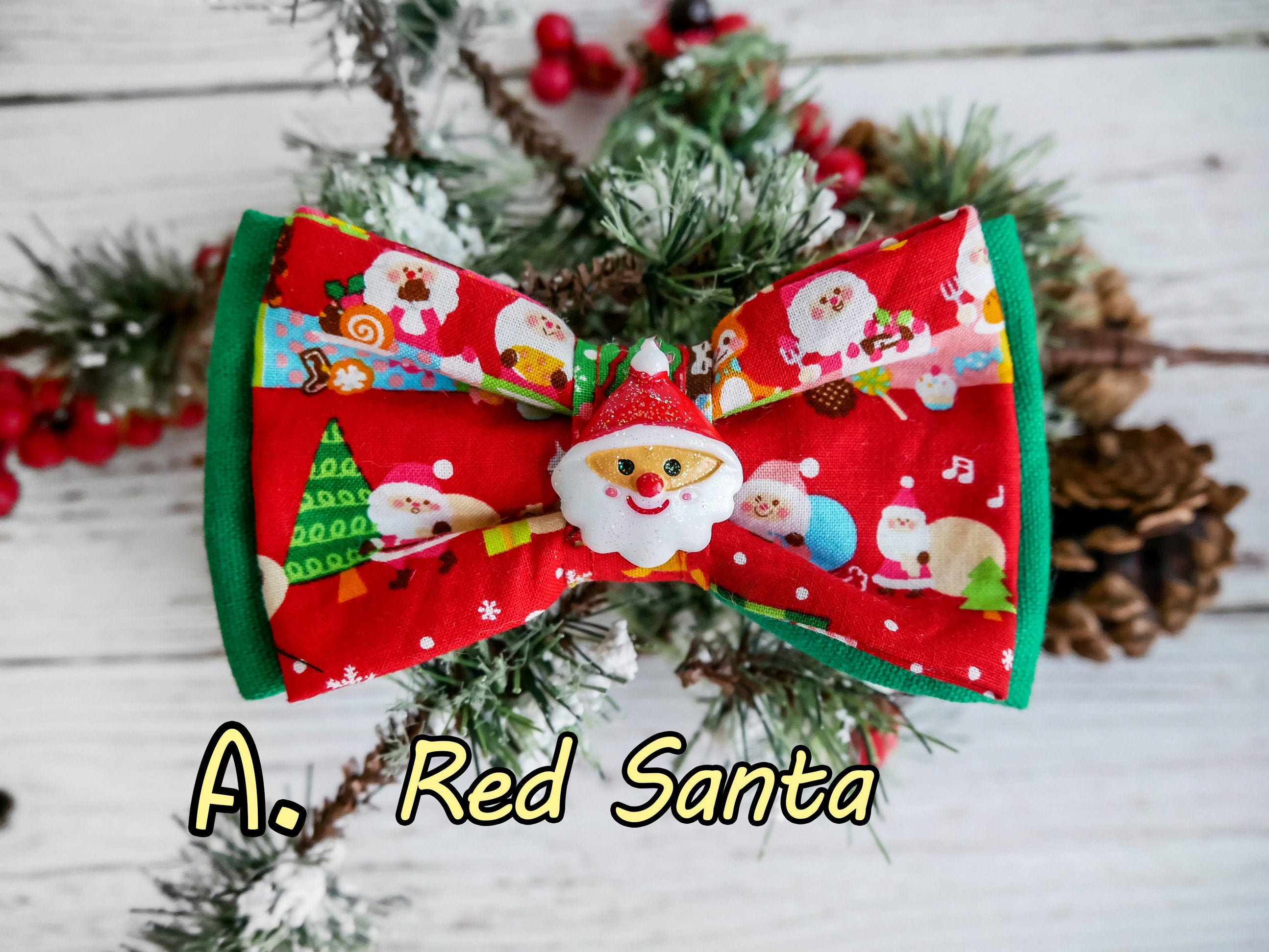 Festive Christmas Dog Collar Bow Tie - Plaid Pet Bow Tie for Boys & Girls - Perfect for Holiday Photos & Parties