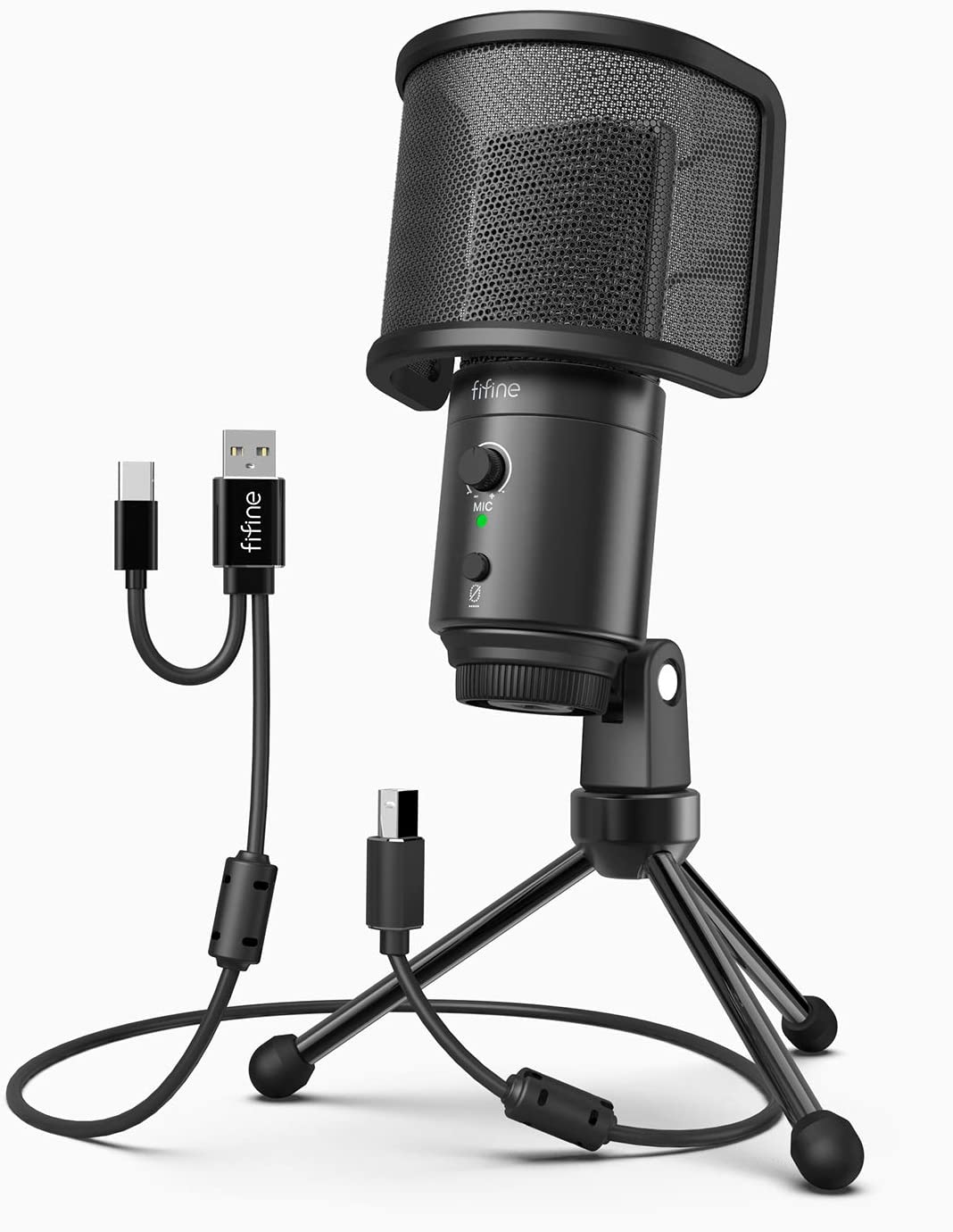 FIFINE K683A USB Microphone - Professional Studio Recording Mic for Podcasting, Streaming, Gaming & Voice Overs - Crystal Clear Sound for YouTube, Zoom & Discord (Black)