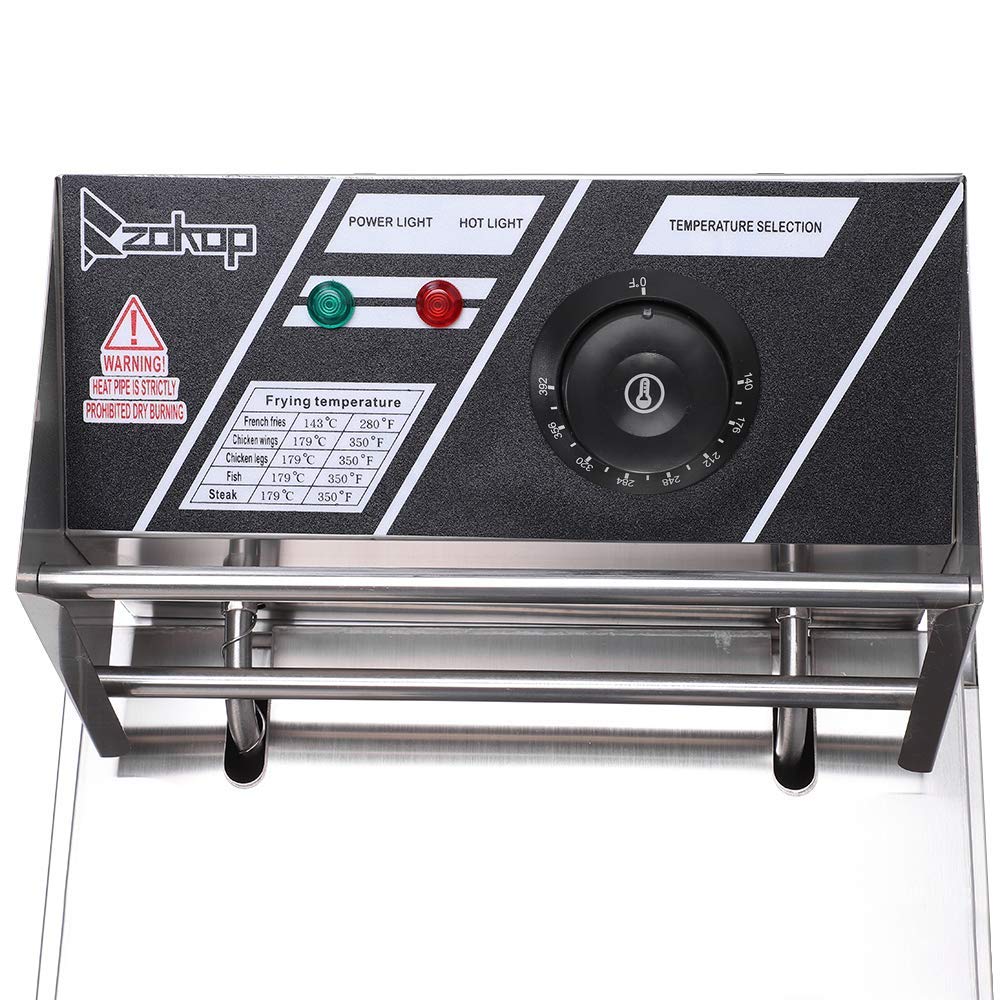 Commercial Electric Deep Fryer 2500W Stainless Steel with Basket - 6.3QT/6L Countertop Deep Fryer for French Fries, Chicken Wings & More - Perfect for Restaurants, Home Kitchens & Fast Food Shops (US Plug, Silver, In Stock)